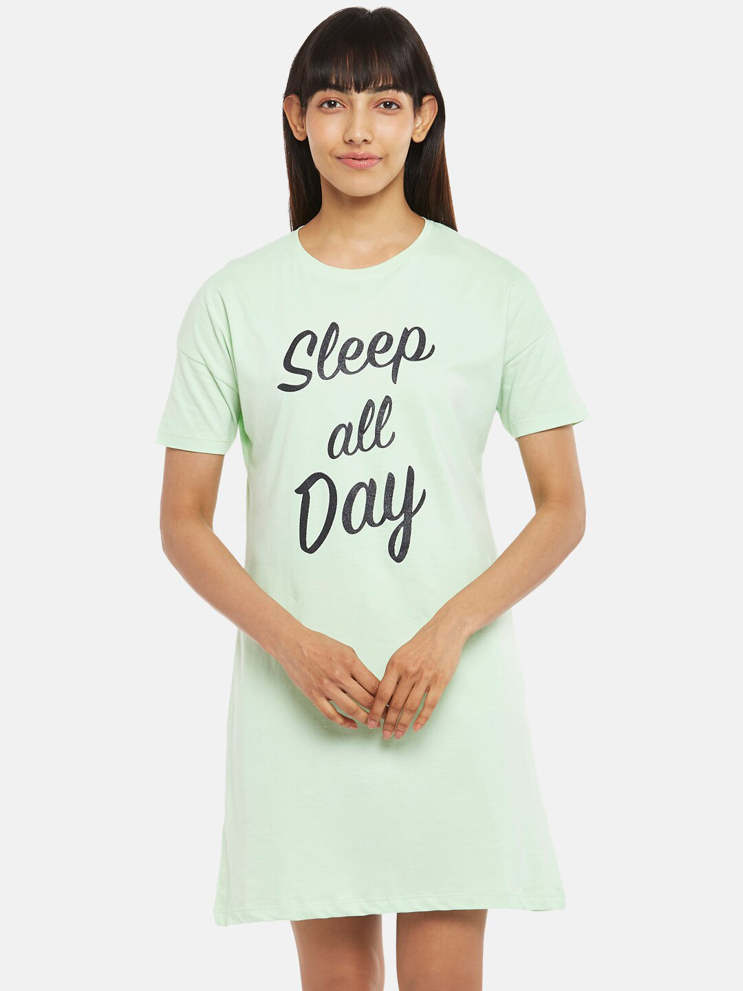 Dreamz by Pantaloons Women Green Printed Nightdress-8905500957972-Green