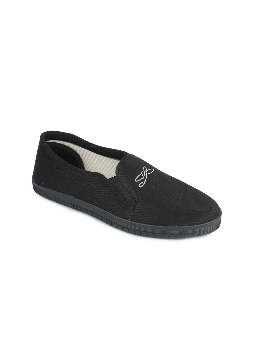 Liberty Men Black Printed Slip-On Sneakers