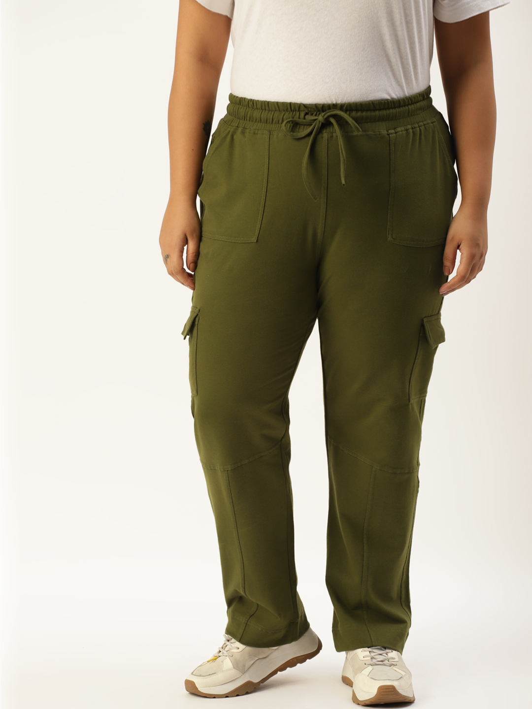 Plus size olive cargo pants hotsell