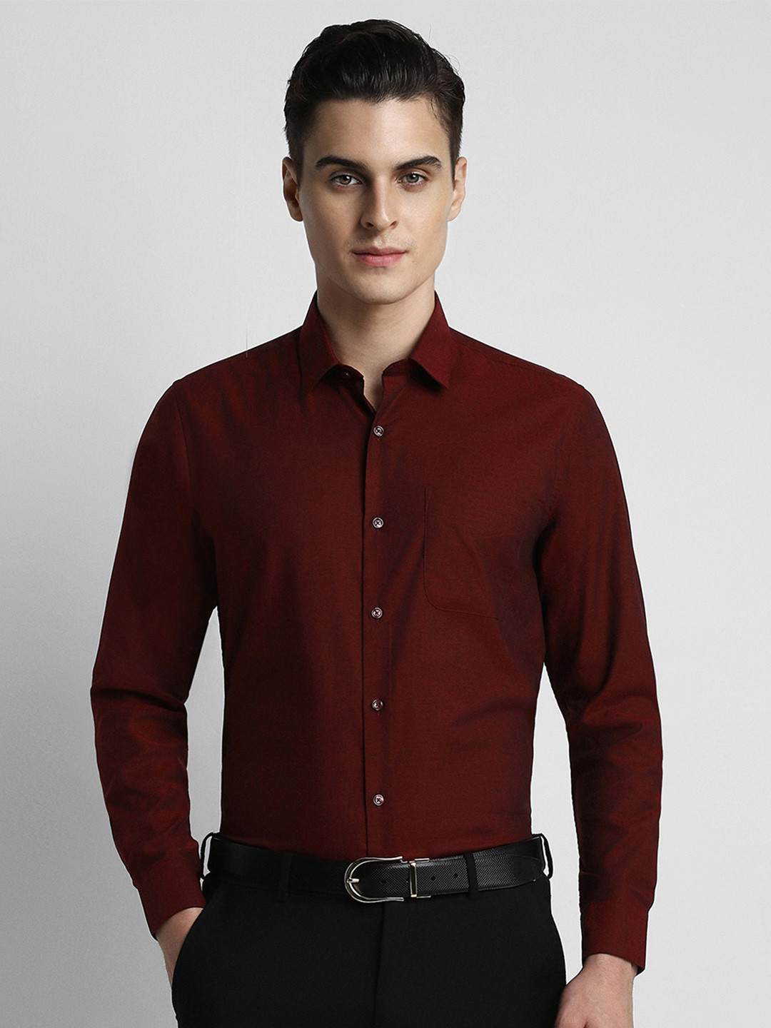 Peter England Men Maroon Formal Shirt