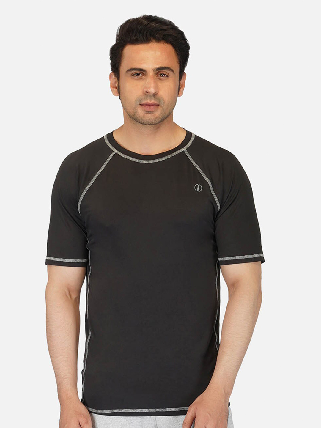 IMPERATIVE Men Black T-shirt with Raglon Sleeves