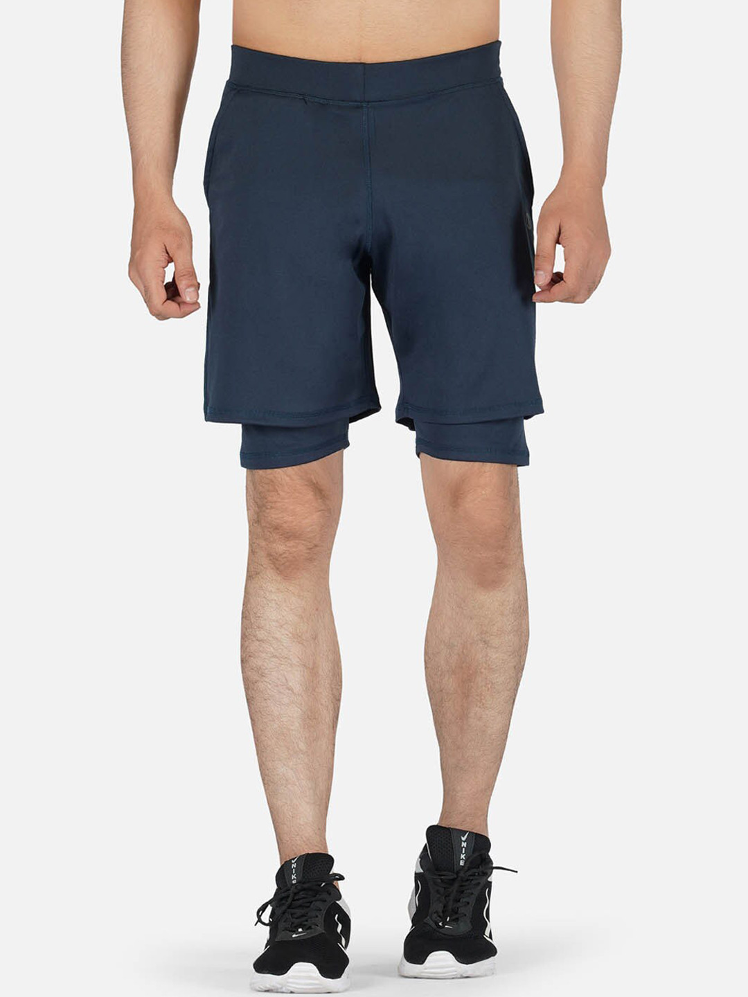 IMPERATIVE Men Blue Solid layered stretchable Rapid Dry Shorts