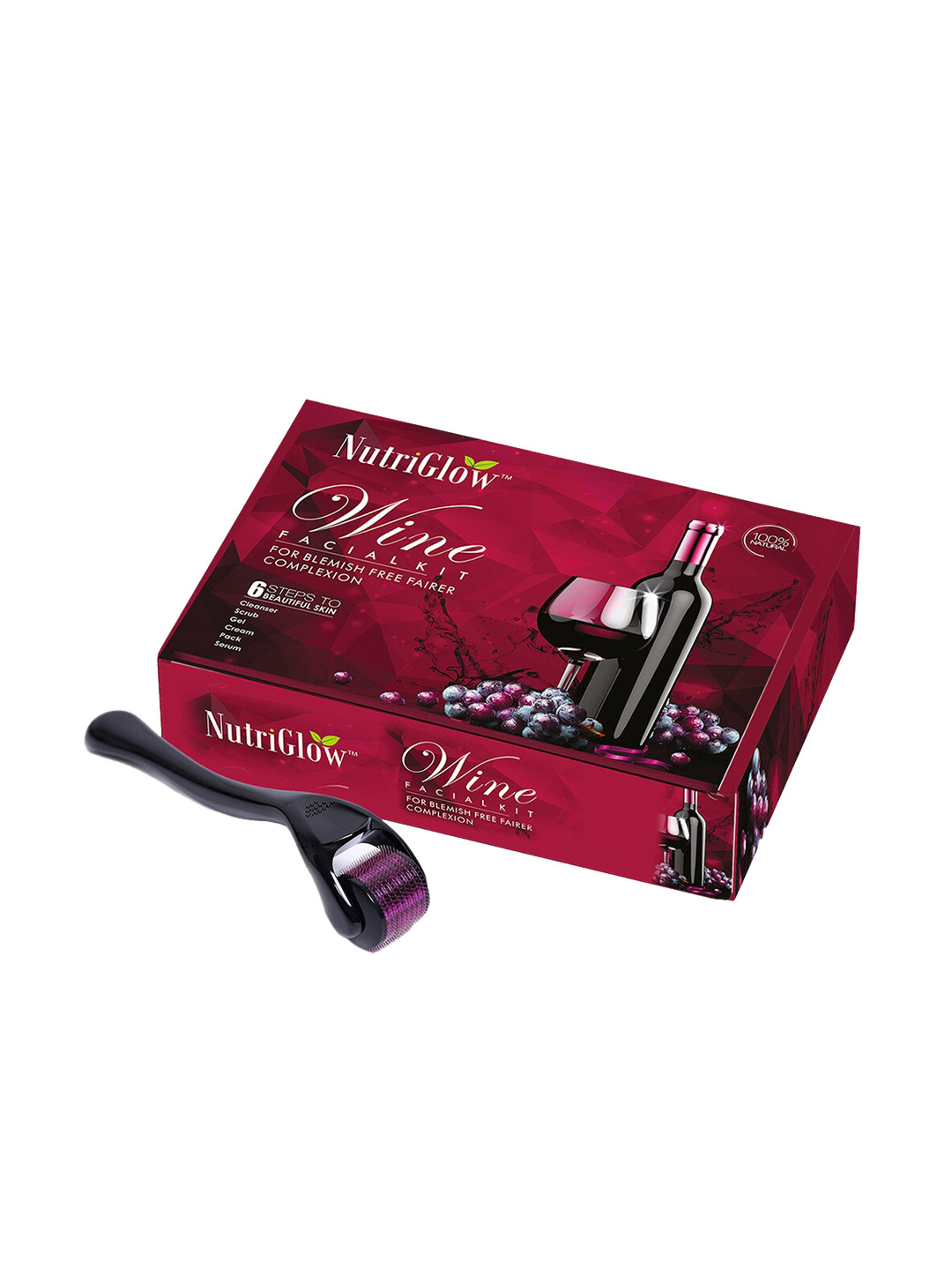 NutriGlow 6-Pieces of Wine Facial Kit With Derma Roller