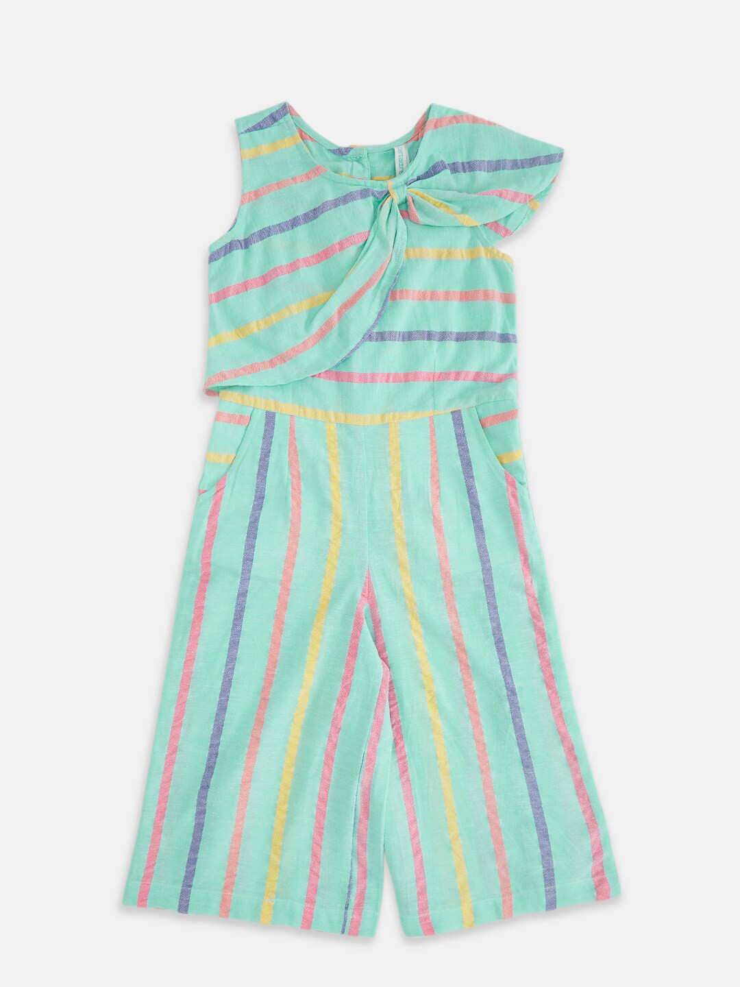 Pantaloons Junior Green Striped Dress