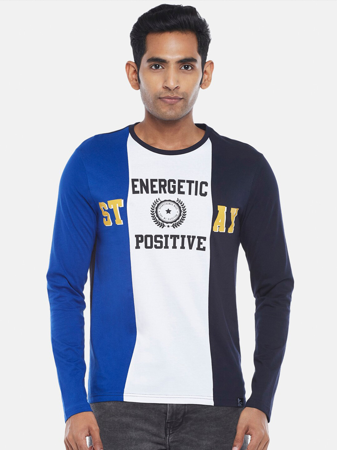 People Men Multicoloured Typography Colourblocked Applique T-shirt
