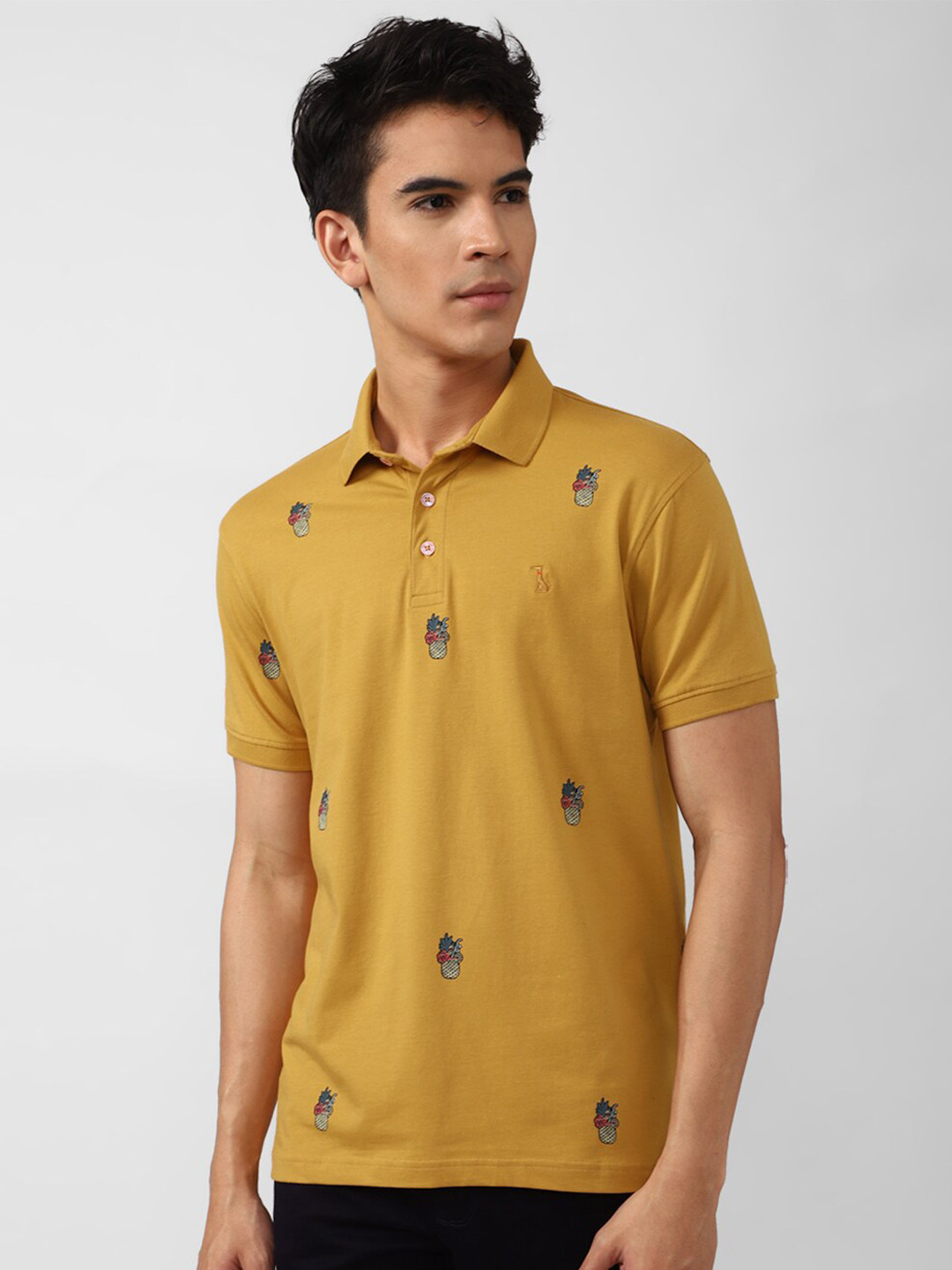 SIMON CARTER LONDON Men Yellow Polo Collar Slim Fit T-shirt