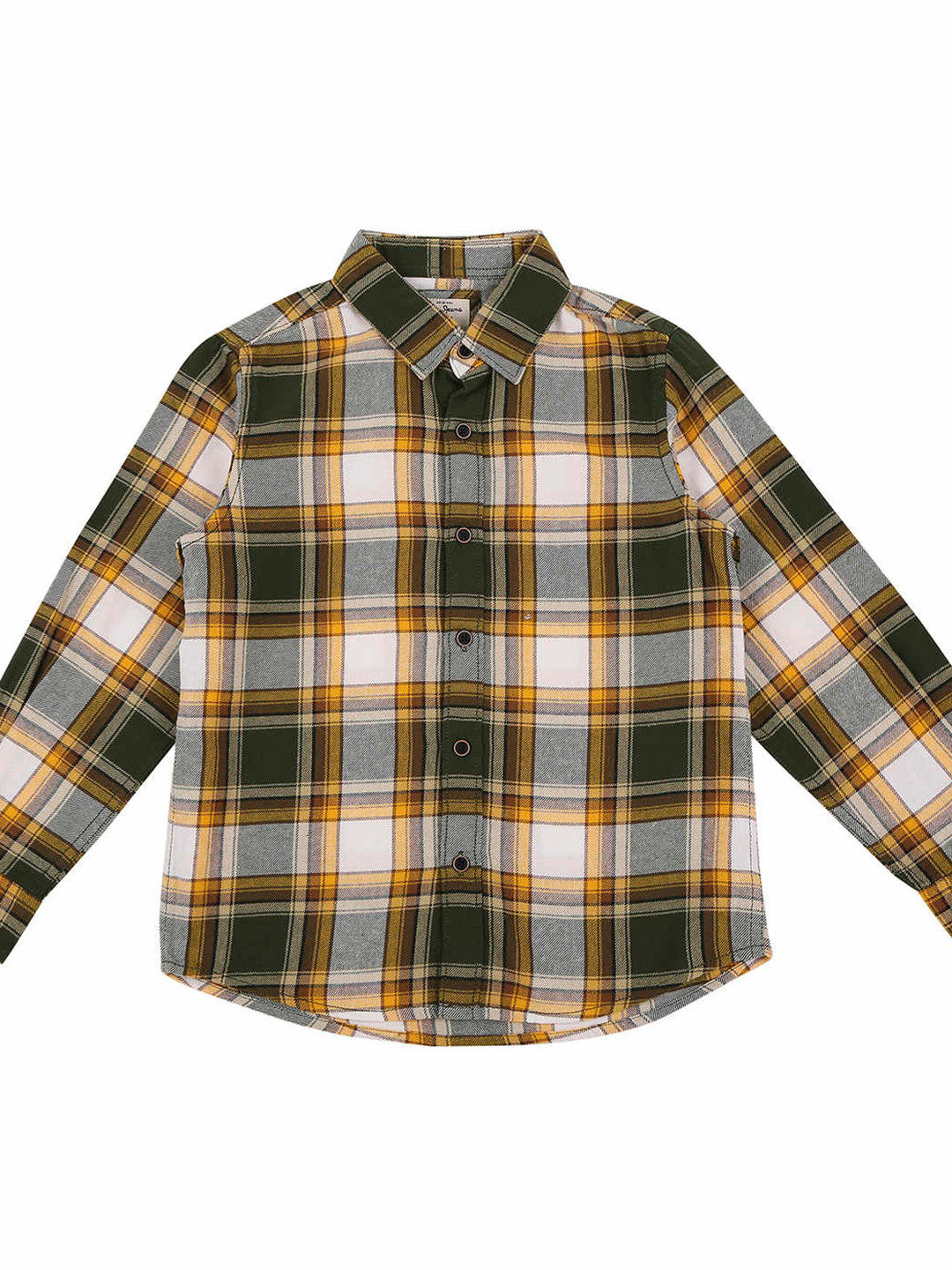 Pepe Jeans Boys Yellow & White Tartan Checked Casual Shirt