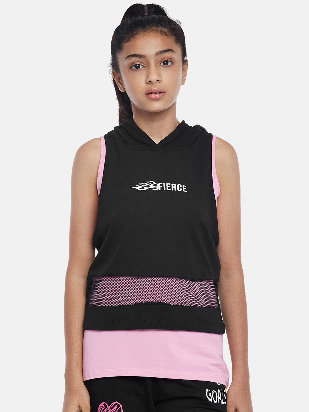 Coolsters by Pantaloons Girls Black Typography Printed T-shirt