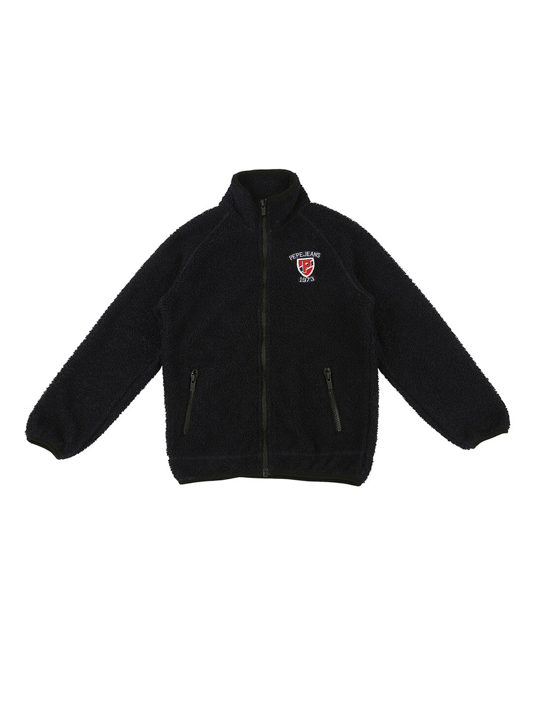 Pepe Jeans Boys Navy Blue Open Front Jacket with Embroidered