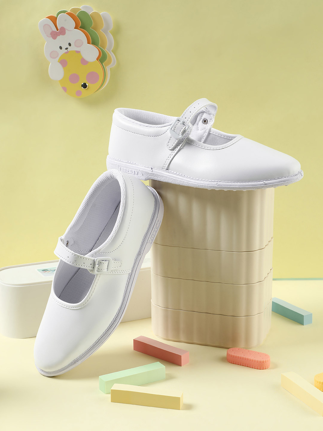 Liberty Prefect Girls White Buckle School Shoes