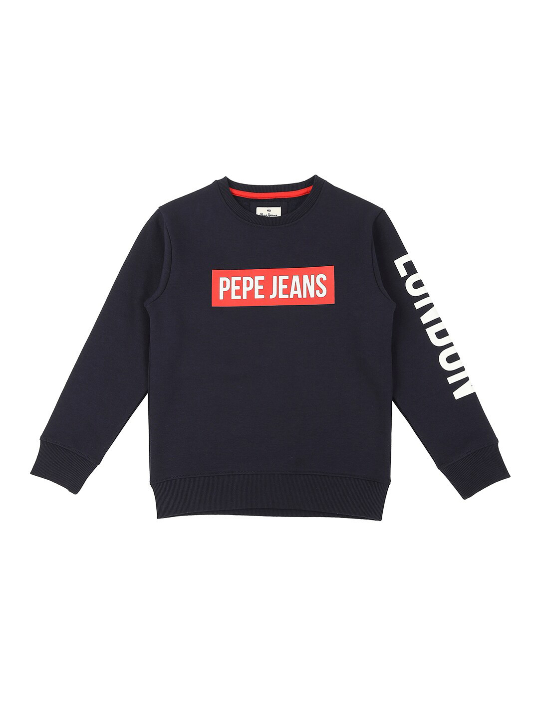 Pepe Jeans Boys Navy Blue Printed Pullover Sweatshirt