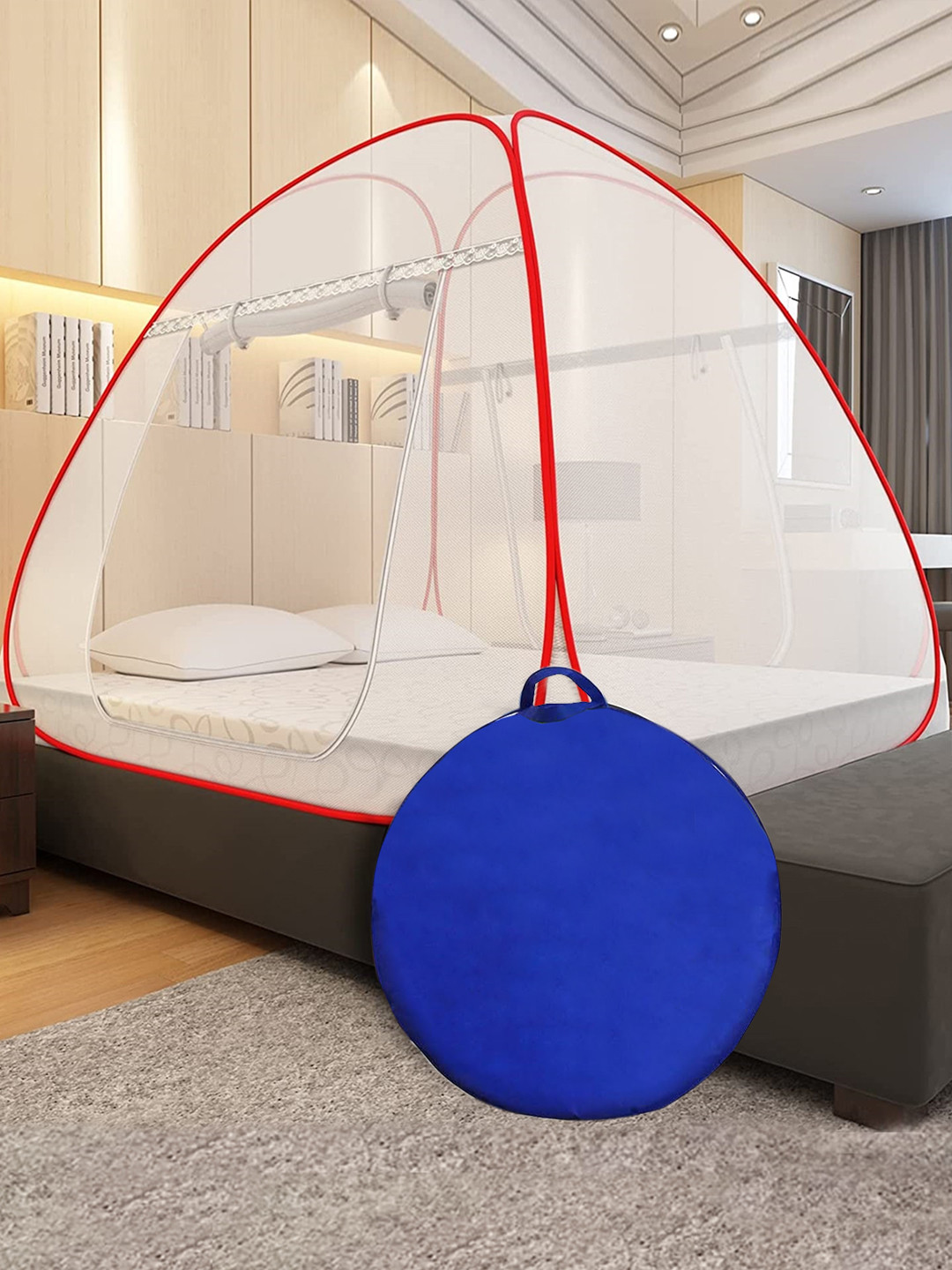 ALCIONO Red Solid King Size Tent Mosquito Nets