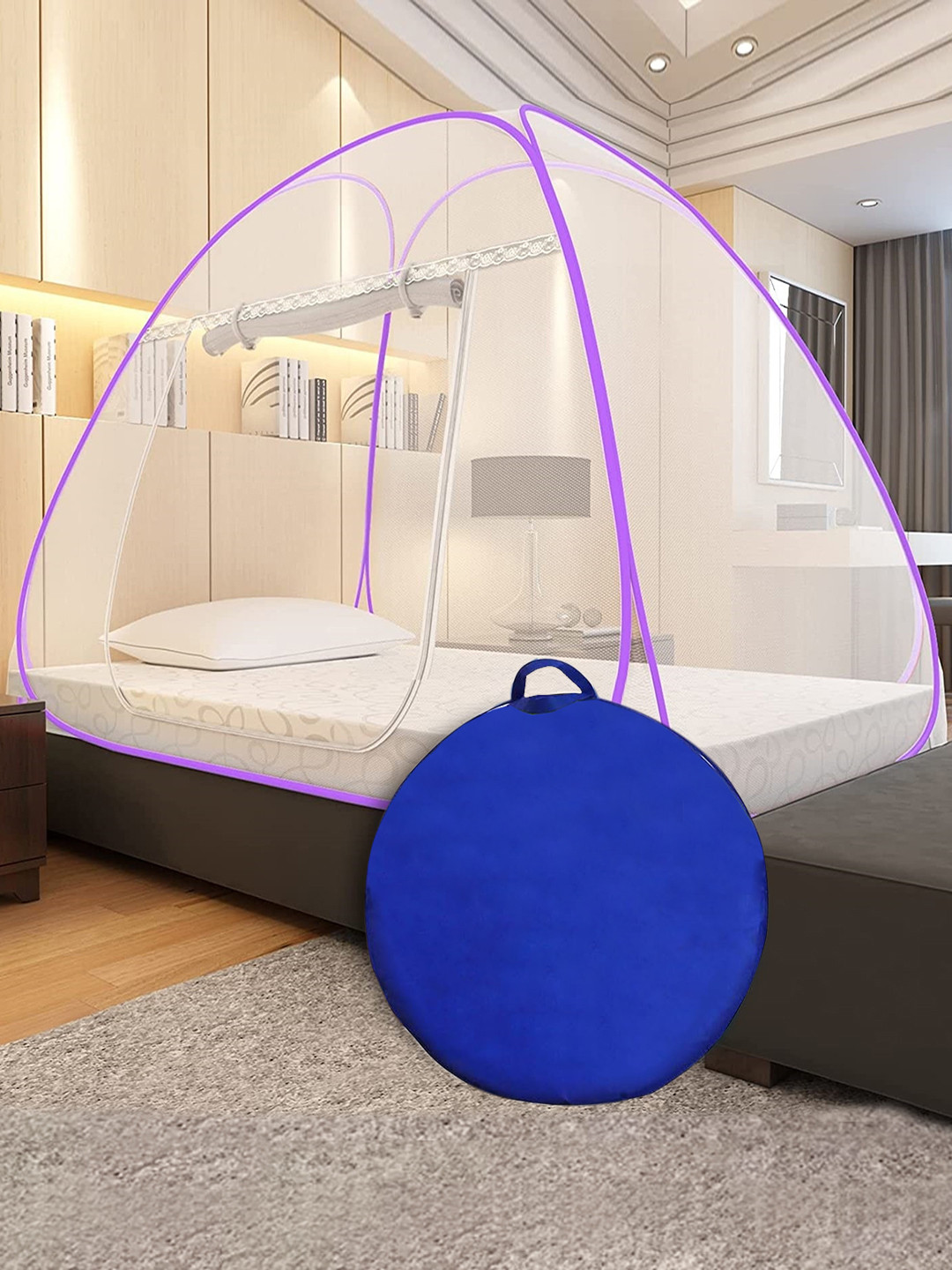 ALCIONO Purple Single Bed White Mosquito Nets