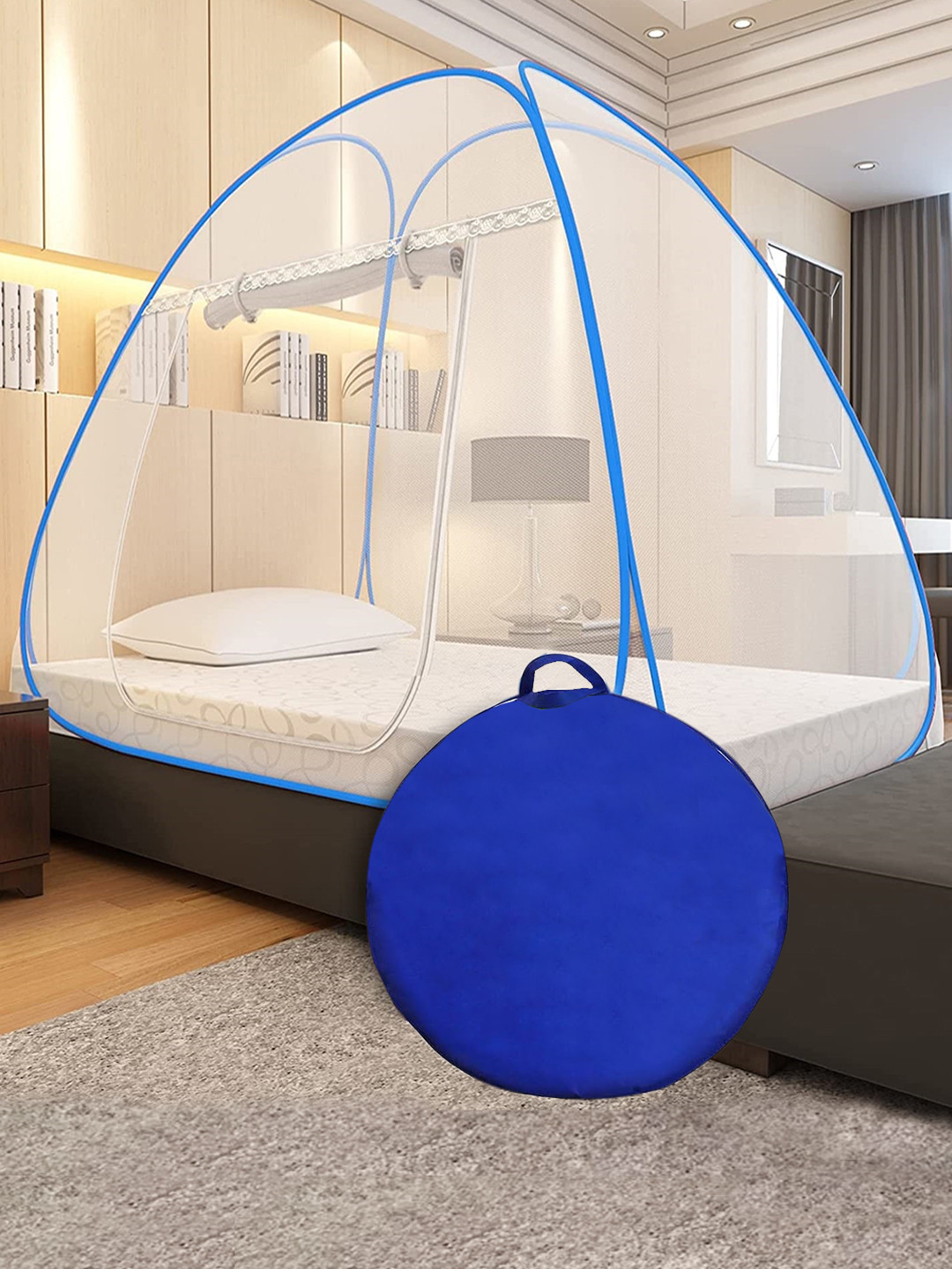 ALCIONO Blue Solid Single Bed Mosquito Nets