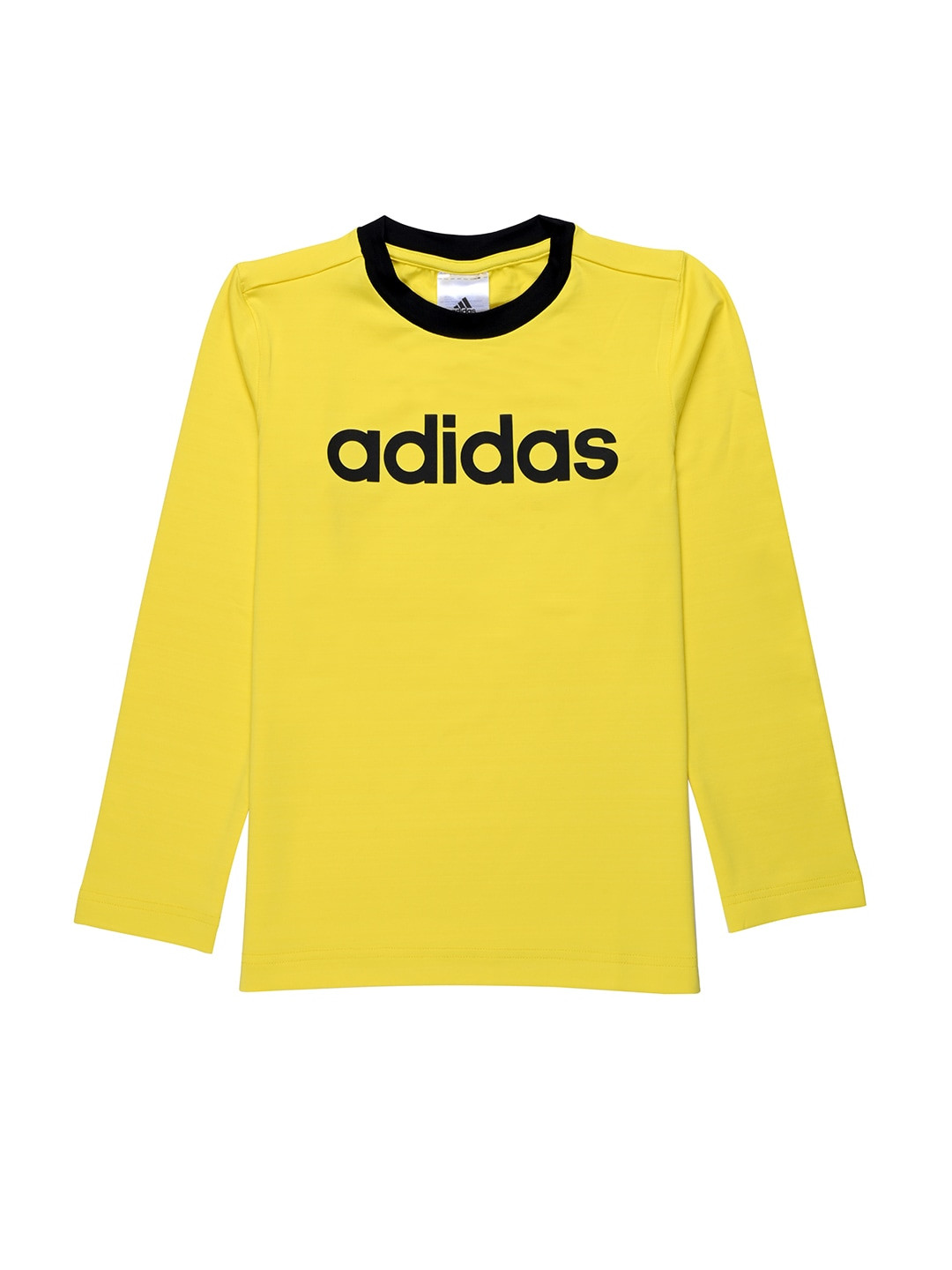 ADIDAS Boys Yellow & Black Brand Logo MEL Printed T-shirt
