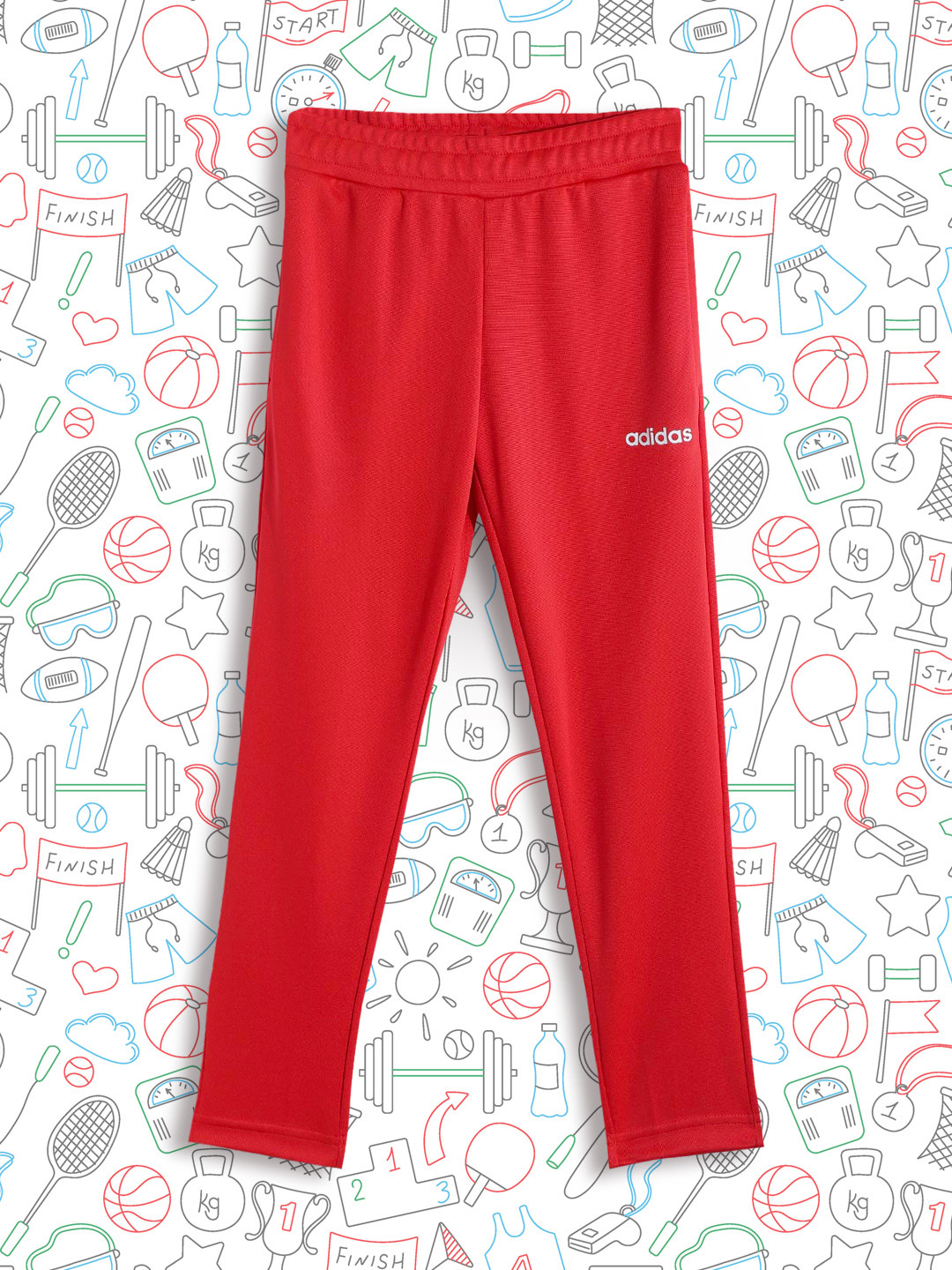 ADIDAS Girls Red Solid Brand Logo Print Detail Logo PT Track Pants