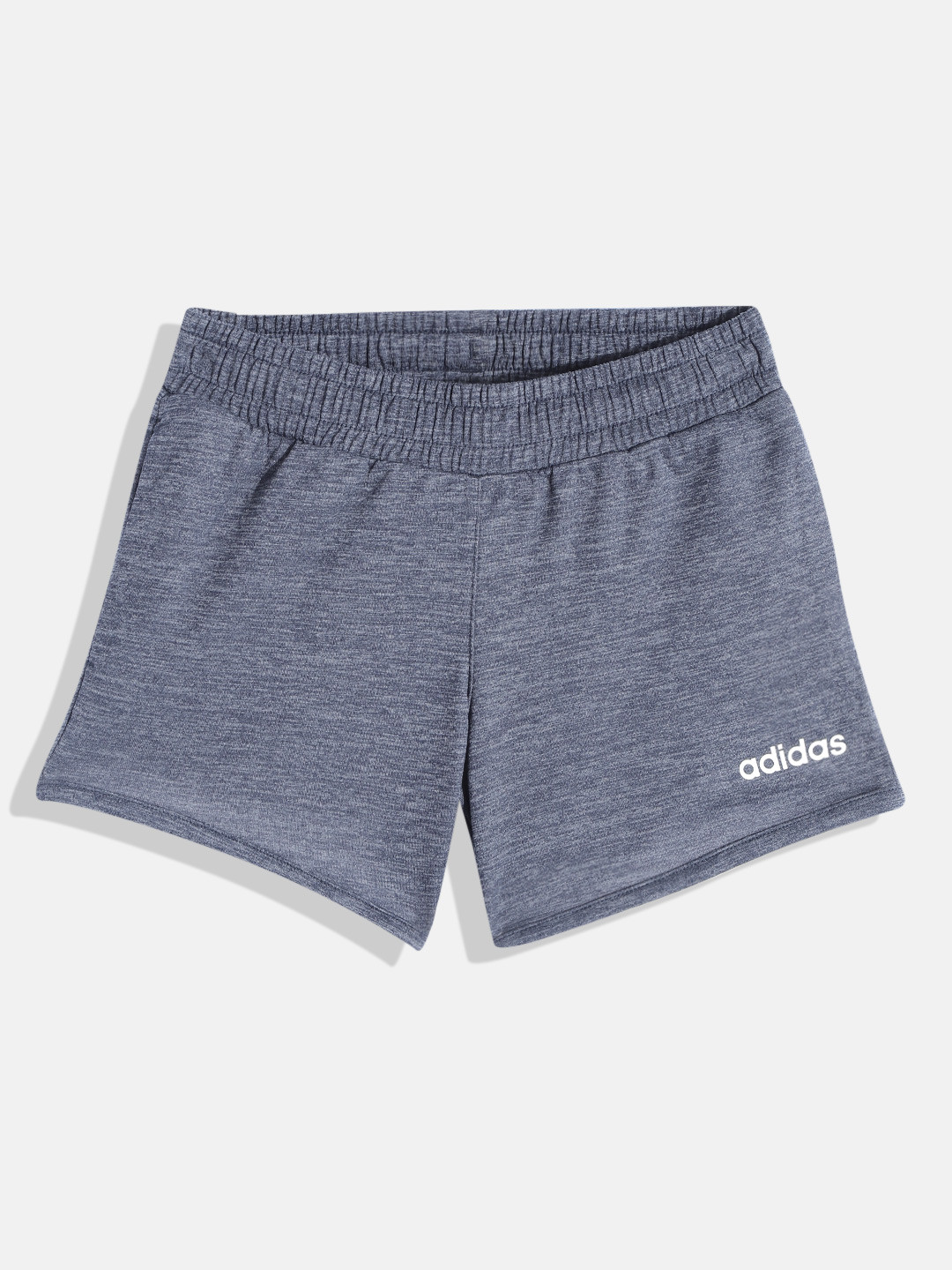 ADIDAS Girls Navy Blue Brand Logo Detail Melange Effect Sports Shorts