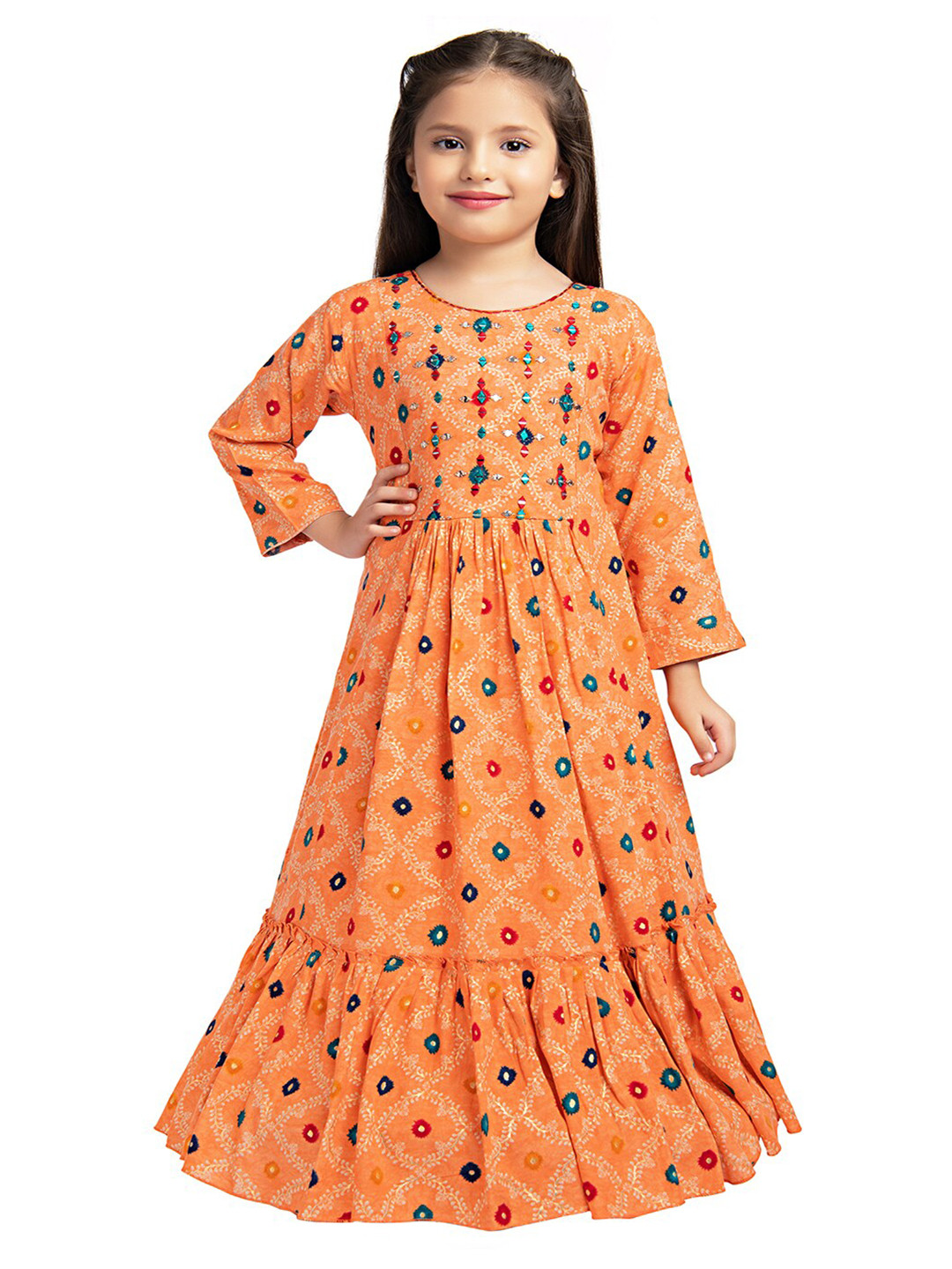 BETTY Orange Floral Maxi Dress