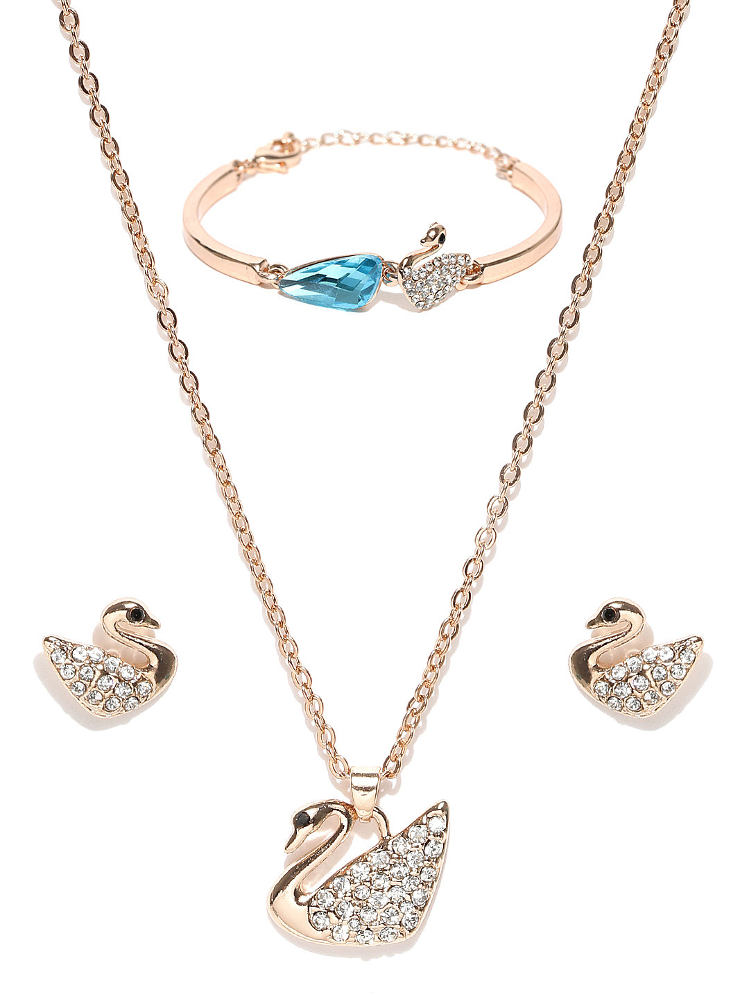 YouBella Gold-Plated Swan-Shaped Stone-Studded Jewellery Set