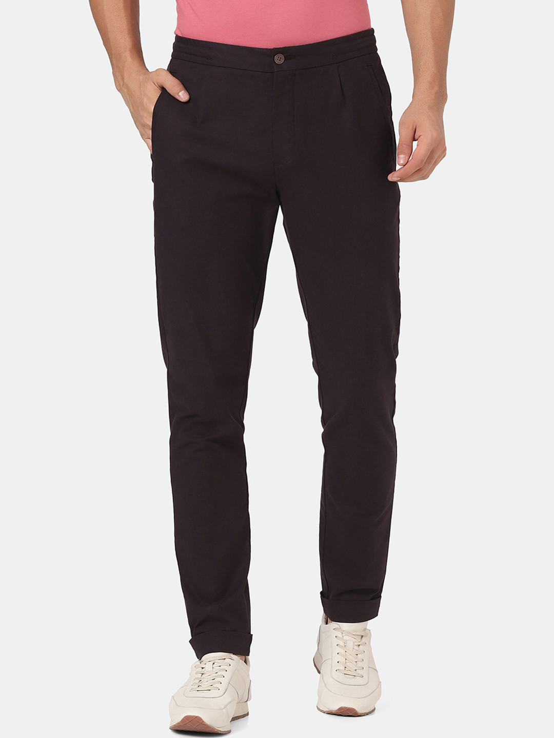 Blackberrys Men Red Skinny Fit Low-Rise Chinos Trousers
