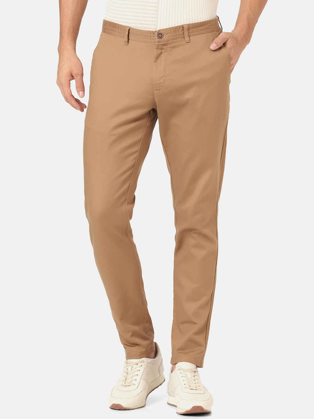 Blackberrys Men Brown Skinny Fit Low-Rise Chinos Trousers