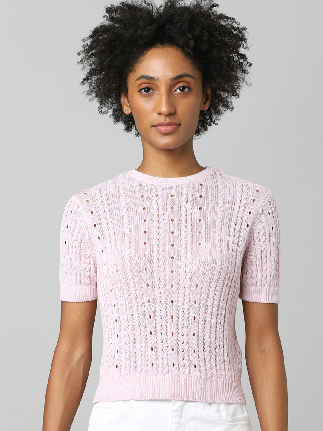 ONLY Women Lavender Self Designed Fitted Top