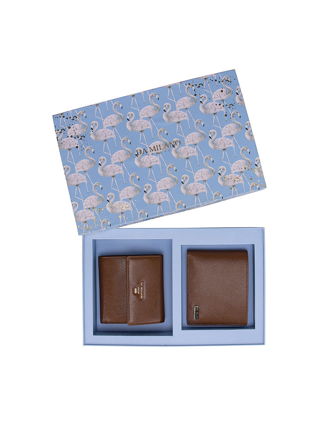 Da Milano Brown Solid Set of 2  Wallet