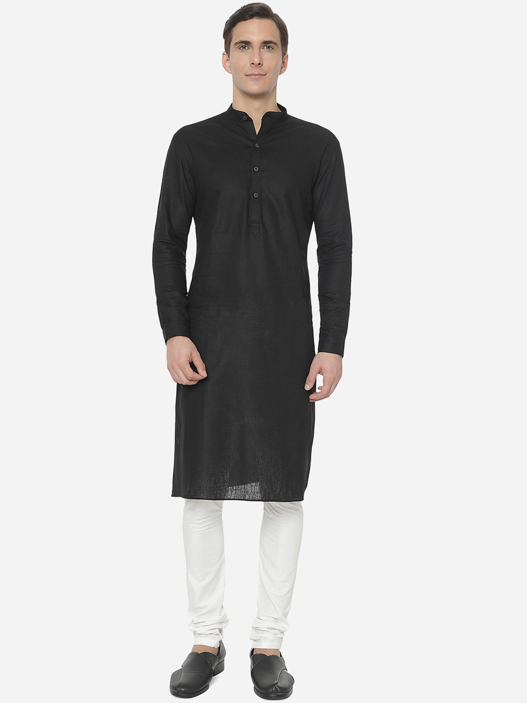 Modi Kurta Men Black Regular Fit Straight Kurta
