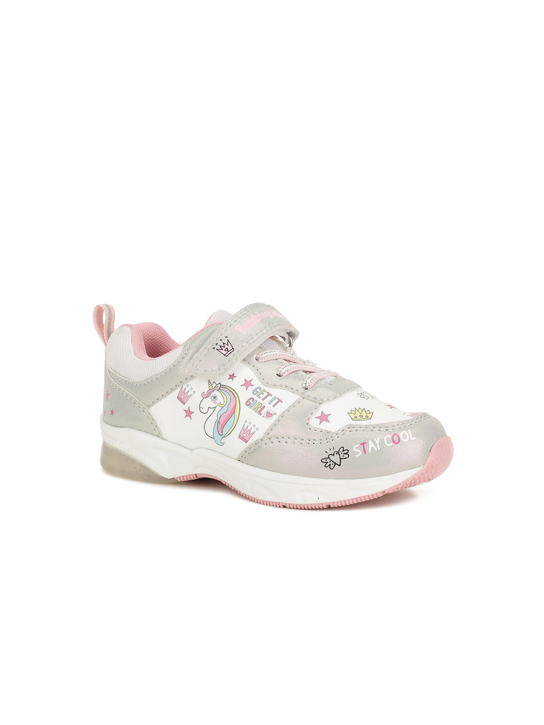 Bubblegummers Girls White Printed Sneakers