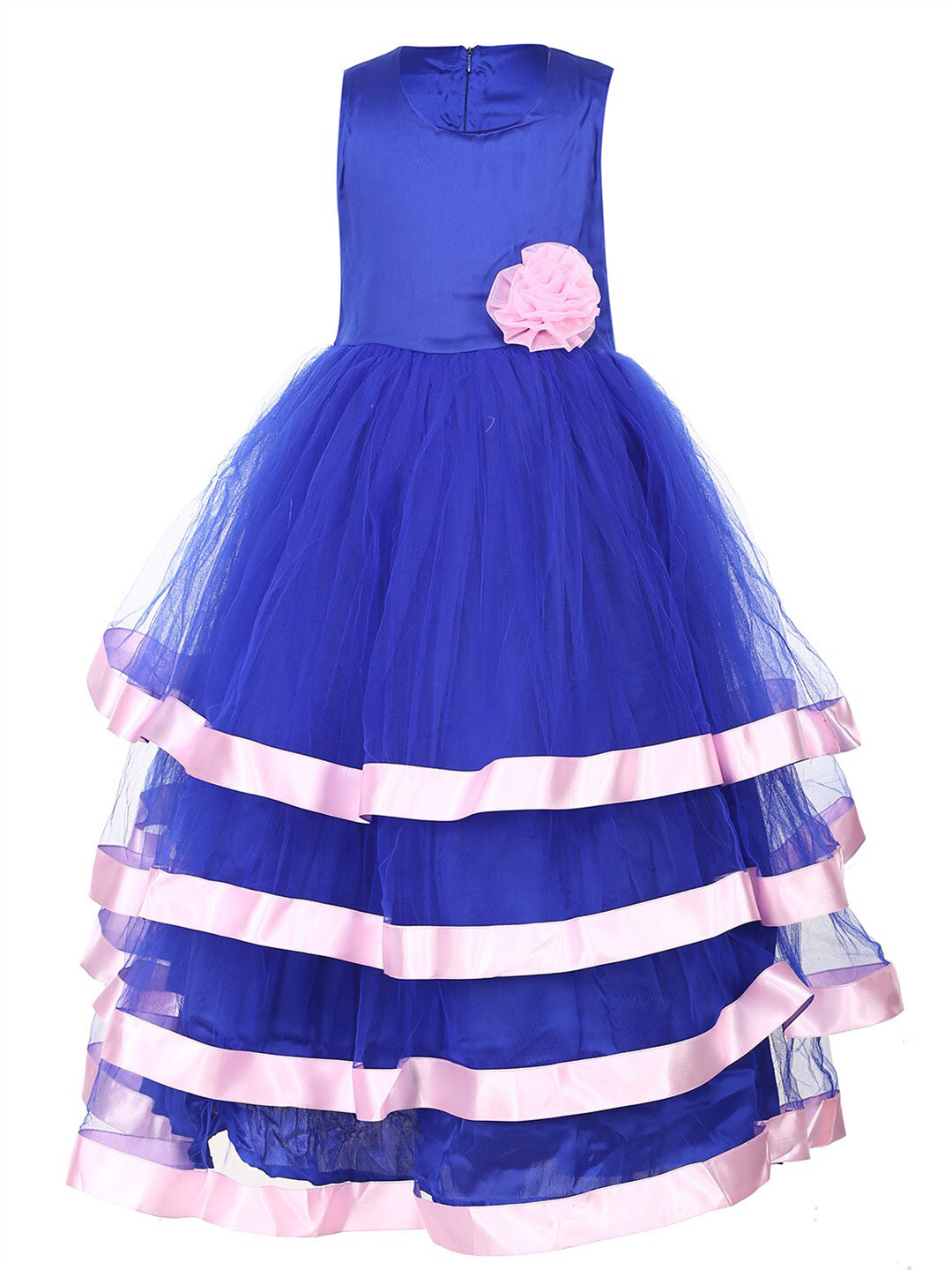 Samsara Couture Blue & Pink Satin Dress