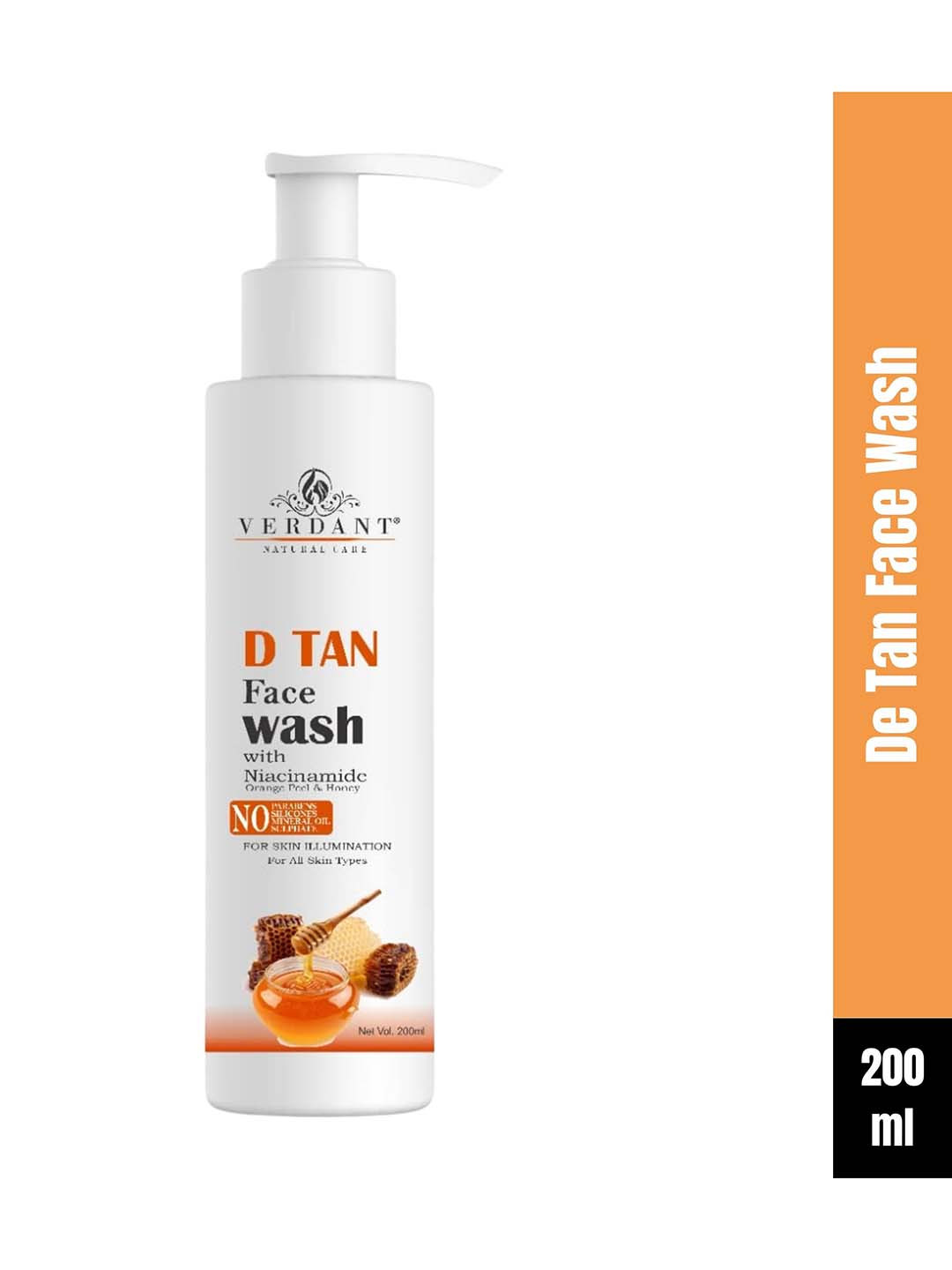 Verdant Natural Care Unisex D Tan & Tan Removal Face Wash - 200 ml