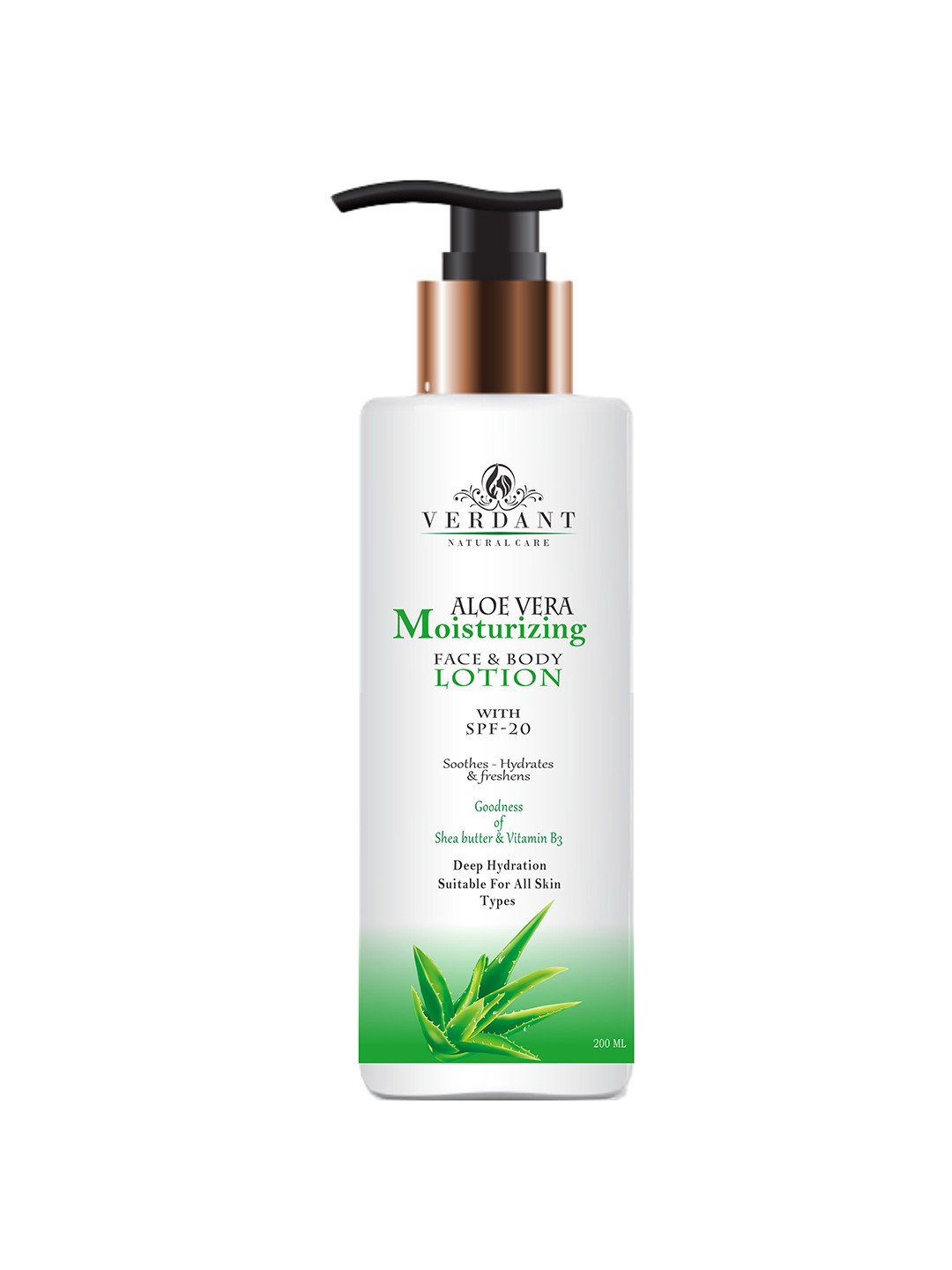 Verdant Natural Care Aloe Vera Moisturizing Face & Body Lotion SPF 20 - 200 ml