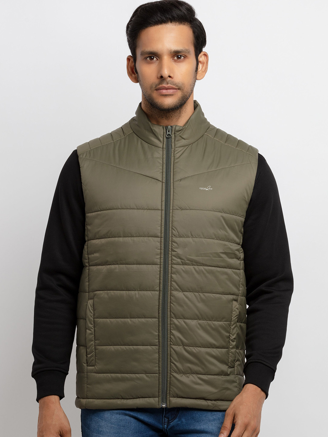 Status Quo Men Olive Green Padded Jacket