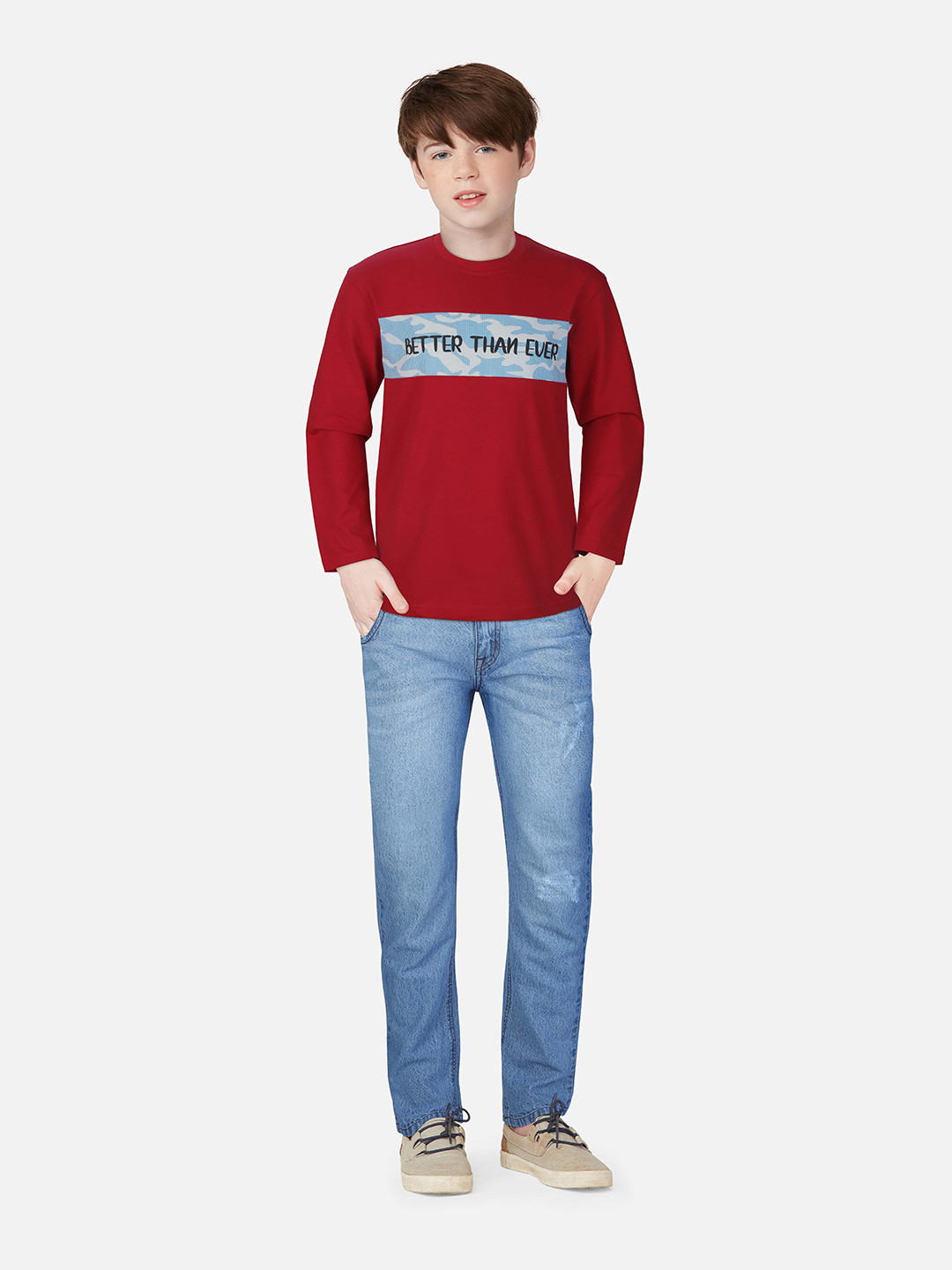 Palm Tree Boys Red Typography Printed T-shirt