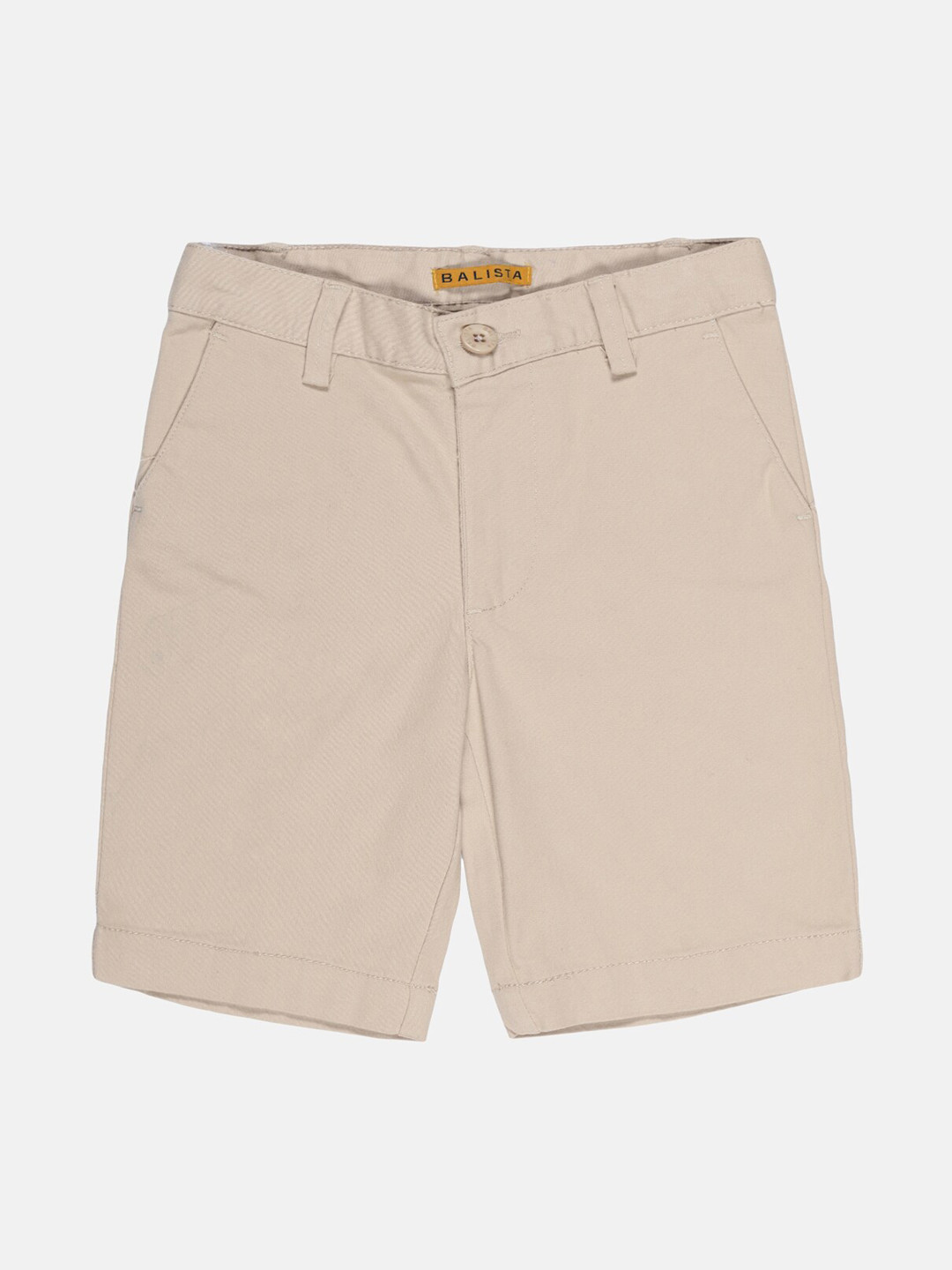 Balista Boys Cream-Coloured Solid Cotton Shorts