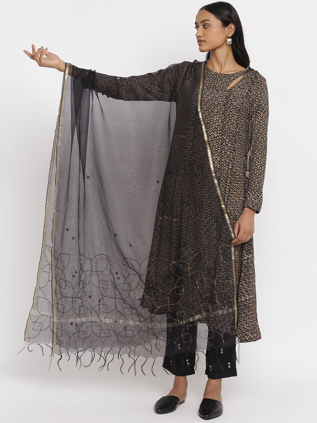 Folk Song  Folksong Collection Black Art Silk Dupatta