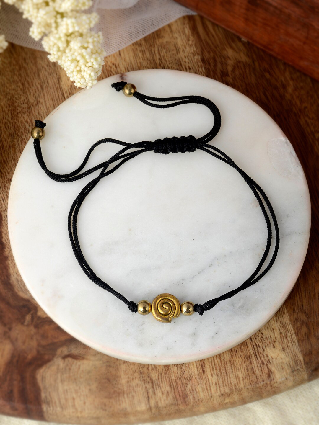 Silvermerc Designs Gold-Plated & Black Affinity-Charm Anklet