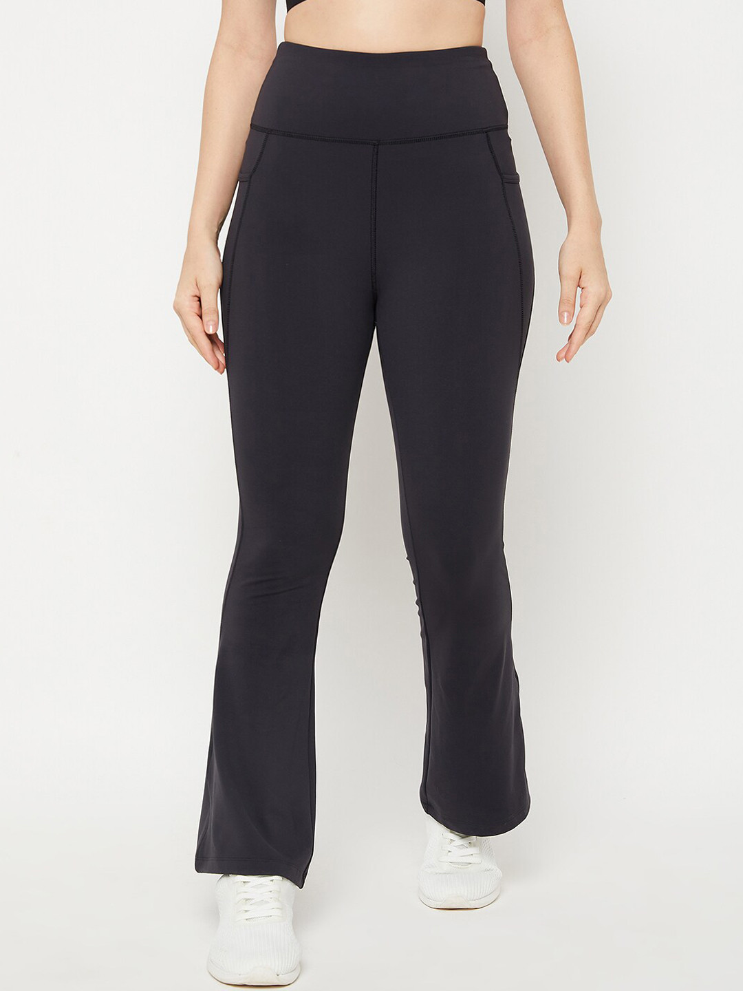 ATHLISIS Women Black Solid Flared Track Pants