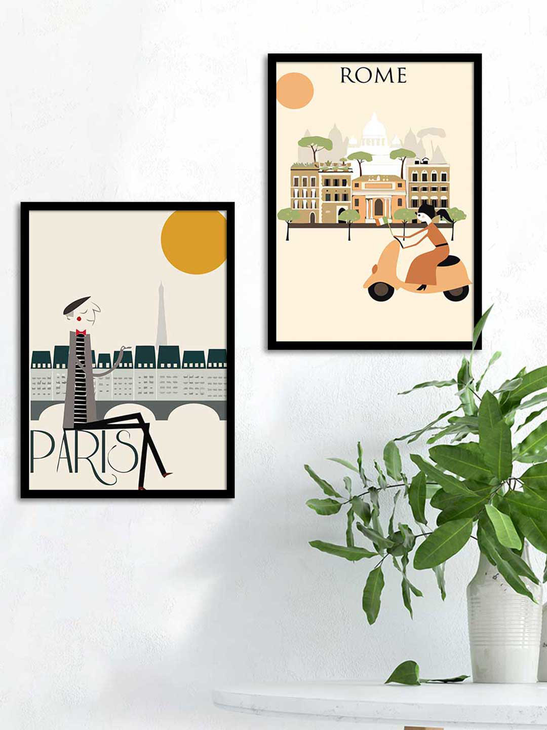 Art Street Set Of 2 Black & Beige Motivational Art Printed Wall Art