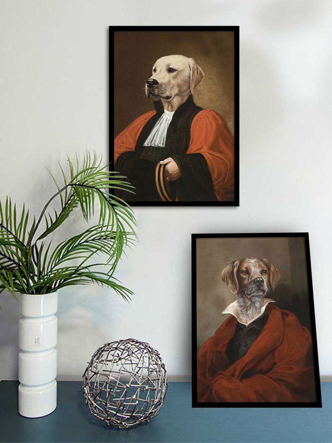 Art Street 2 Piece Artistic Dogs Printed Rectangle Paintings Wall Art - 17.5x12.5In