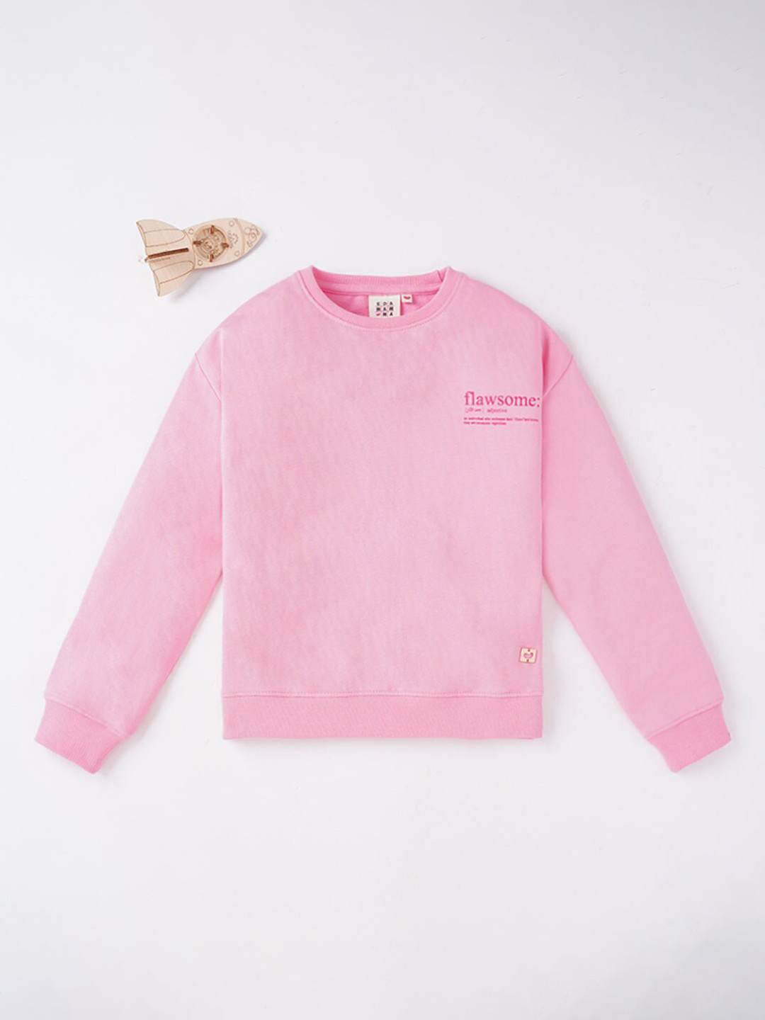 Ed-a-Mamma Girls Solid Pink Sweatshirt