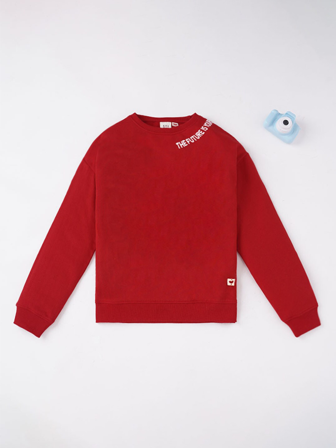 Ed-a-Mamma Girls Red Solid Sweatshirt