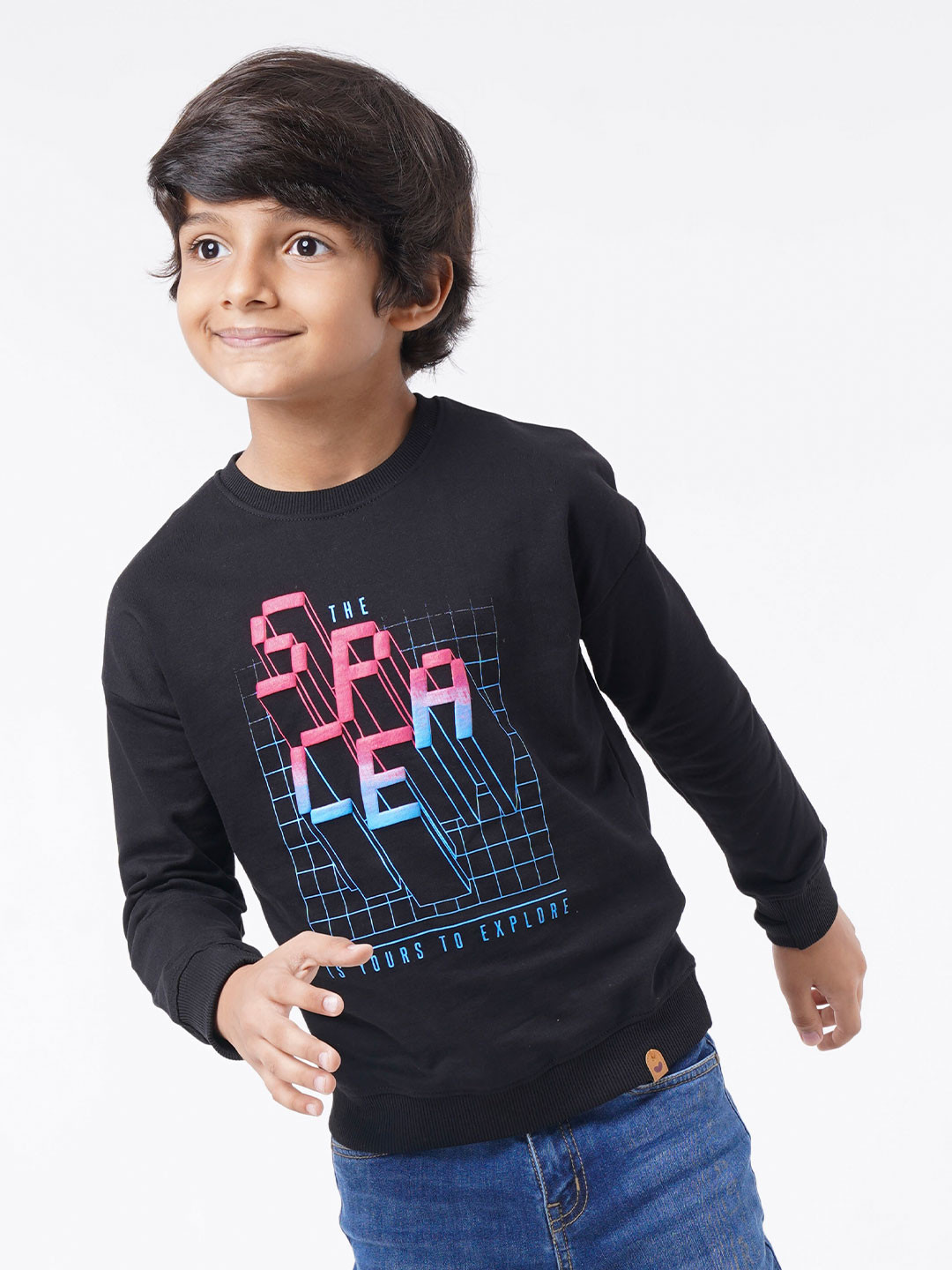 Ed-a-Mamma Boys Black Printed Sweatshirt