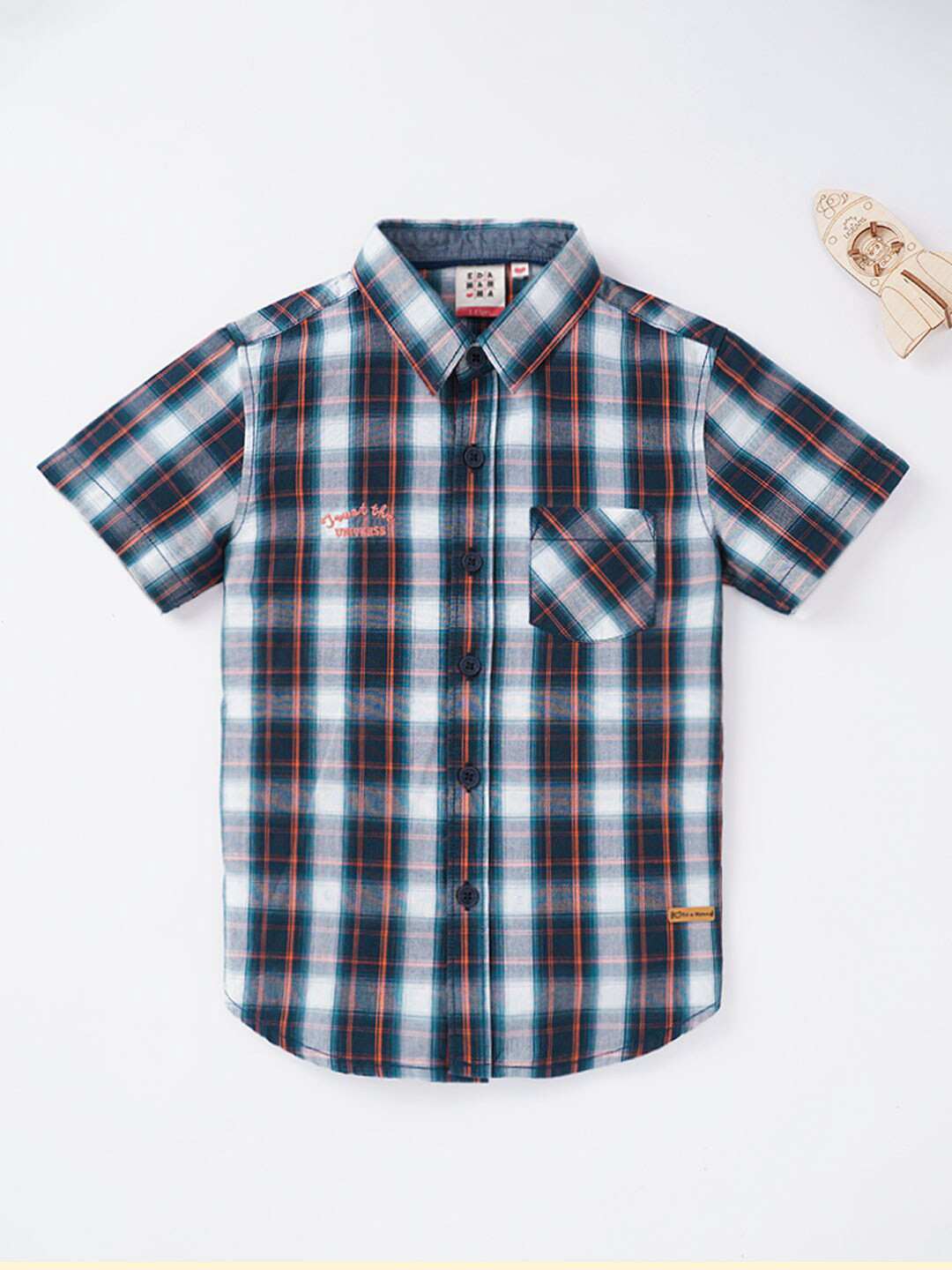 Ed-a-Mamma Boys Blue Tartan Checks Checked Casual Shirt