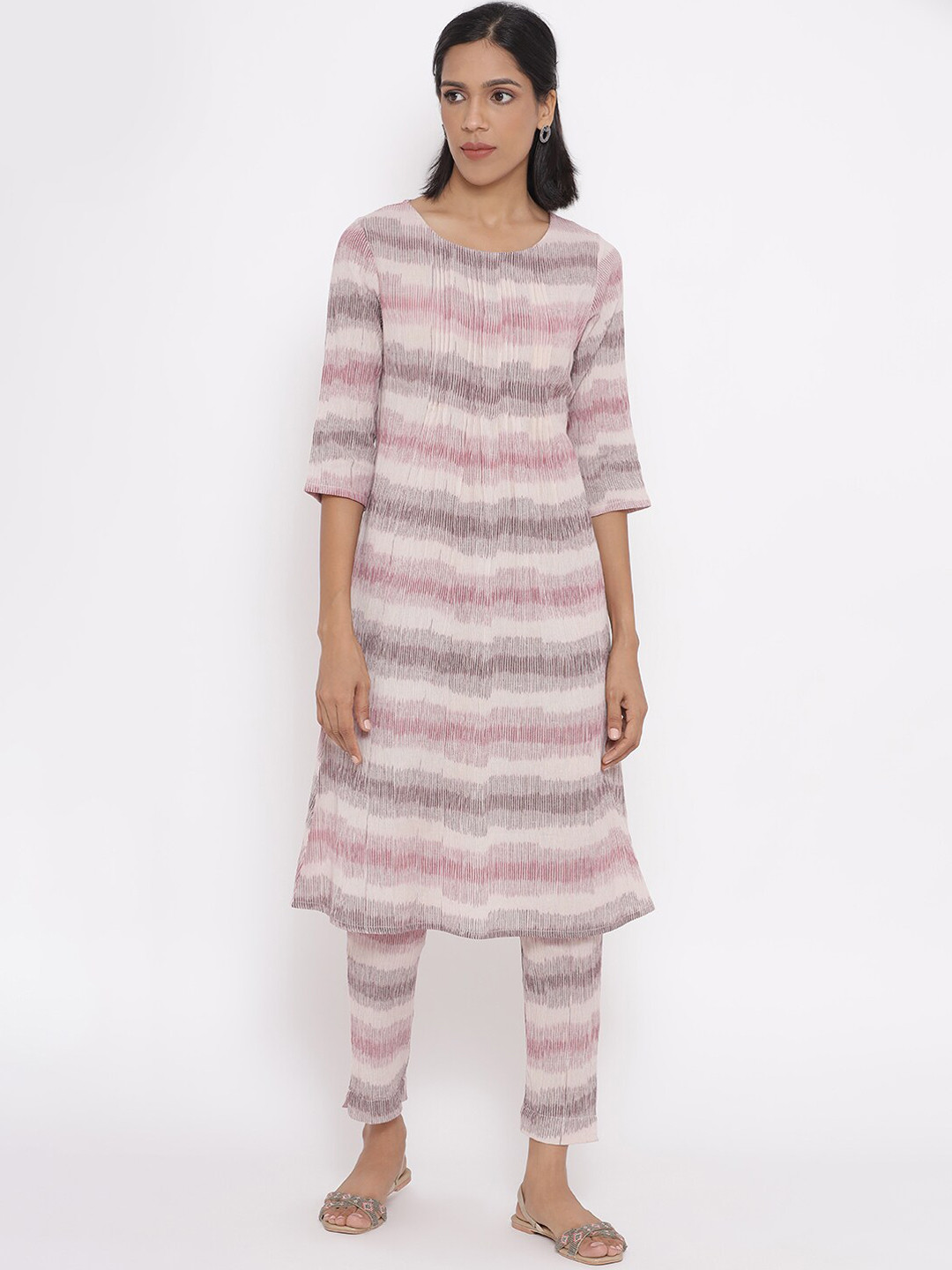 W Printed Cotton Co-Ord Kurta Set With Slim Pant
