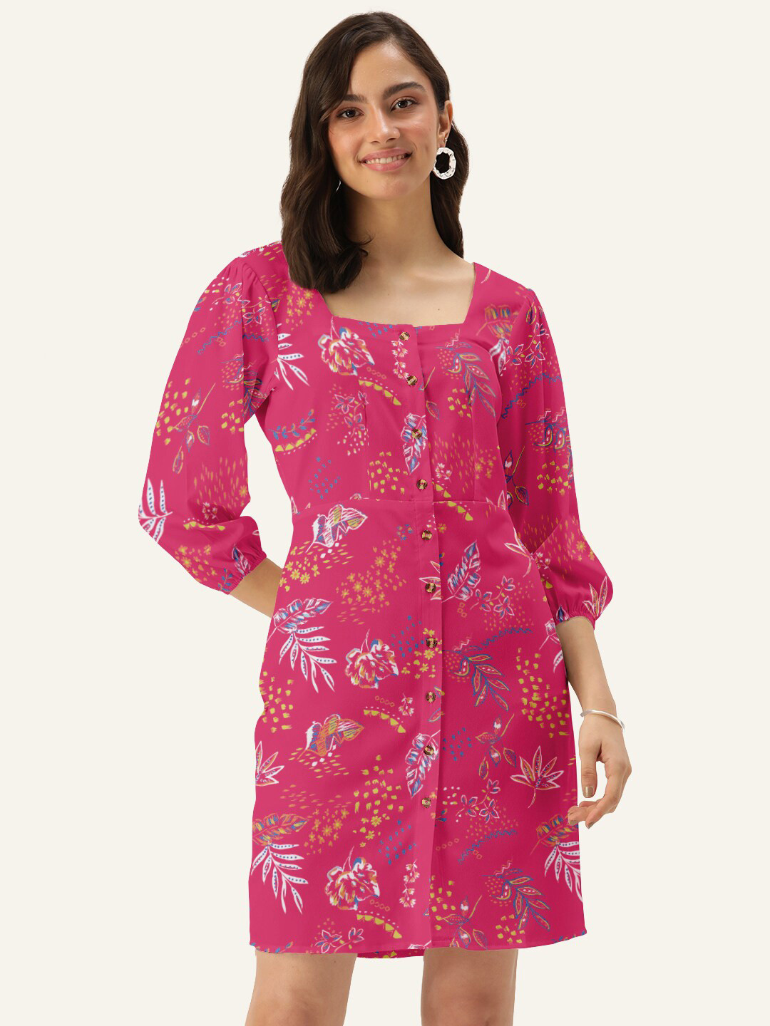 DressBerry Pink Floral Sheath Mini Dress