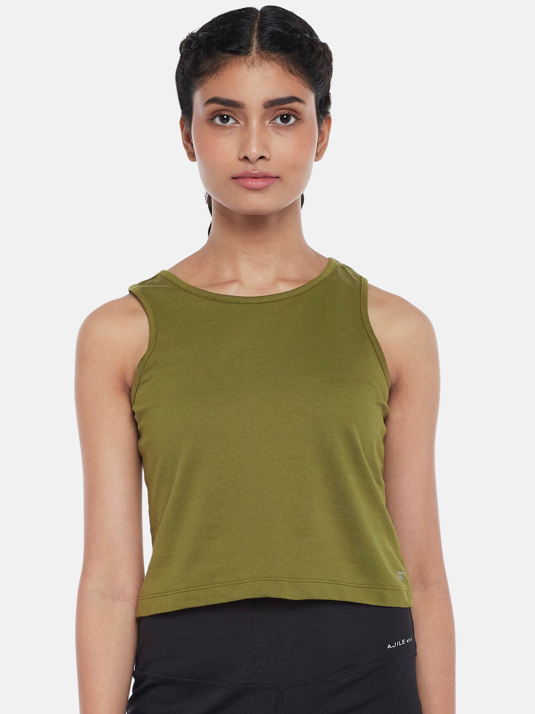 Ajile by Pantaloons Women Olive Green Round Neck Top