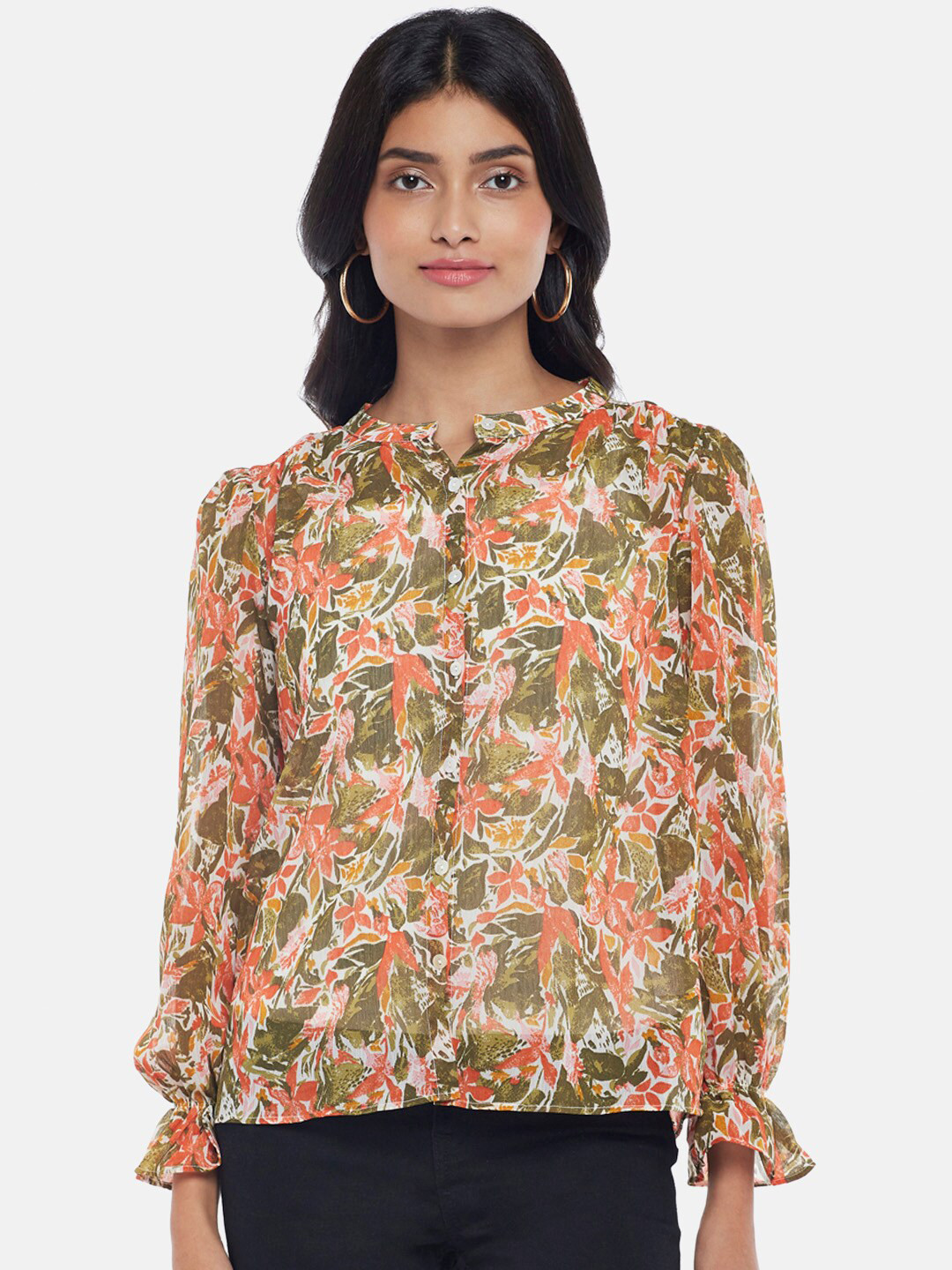 Honey by Pantaloons Womens Cream-Coloured Floral Print Top