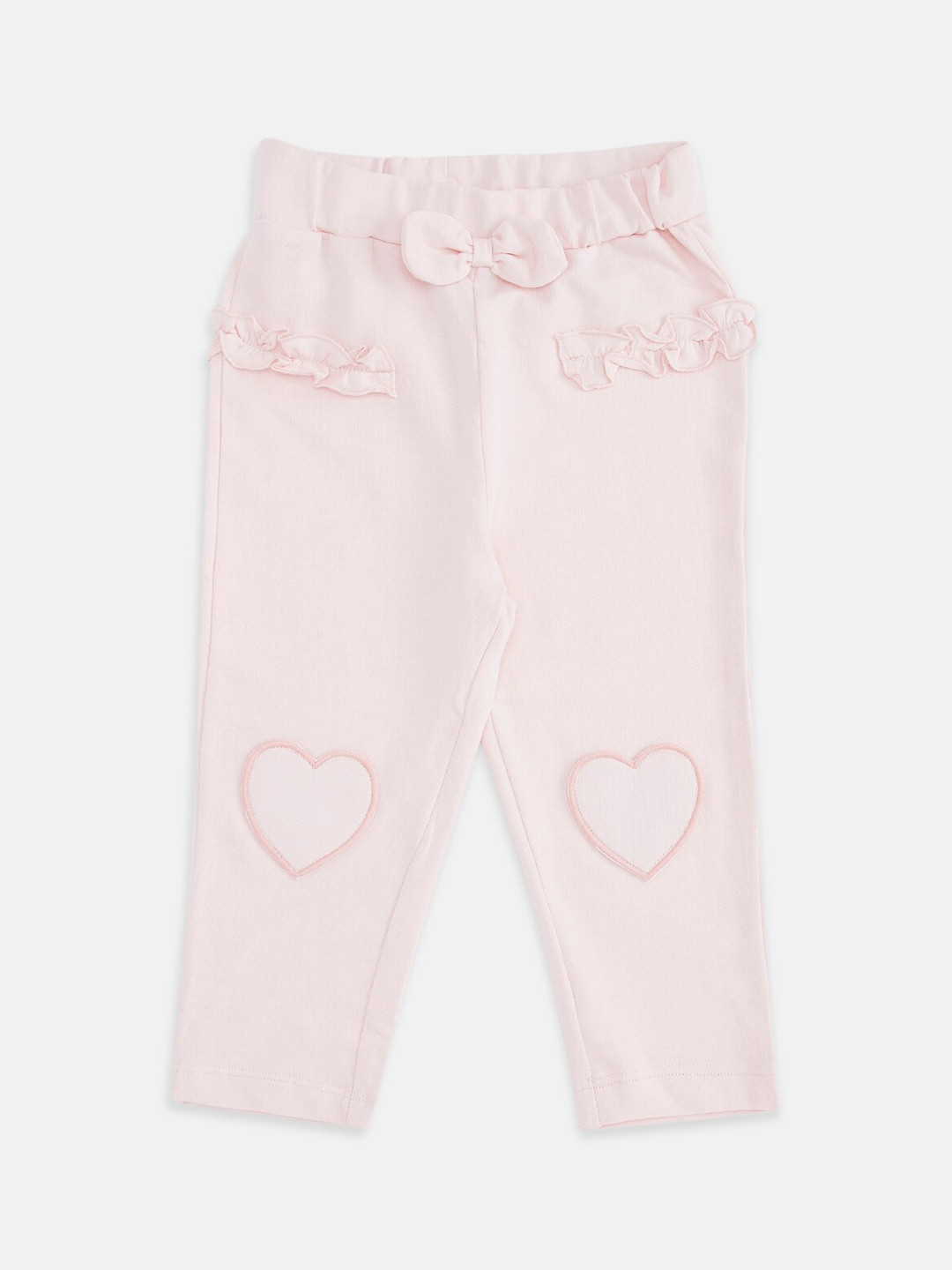 Pantaloons Baby Girls Pink Embroidered Pure Cotton Track Pants