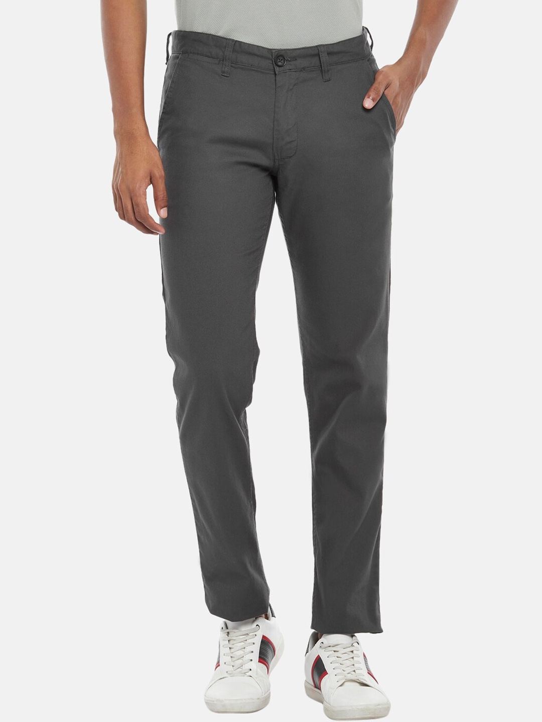 Byford By Pantaloons Grey Solid Regular Fit Chinos - Buy Byford By